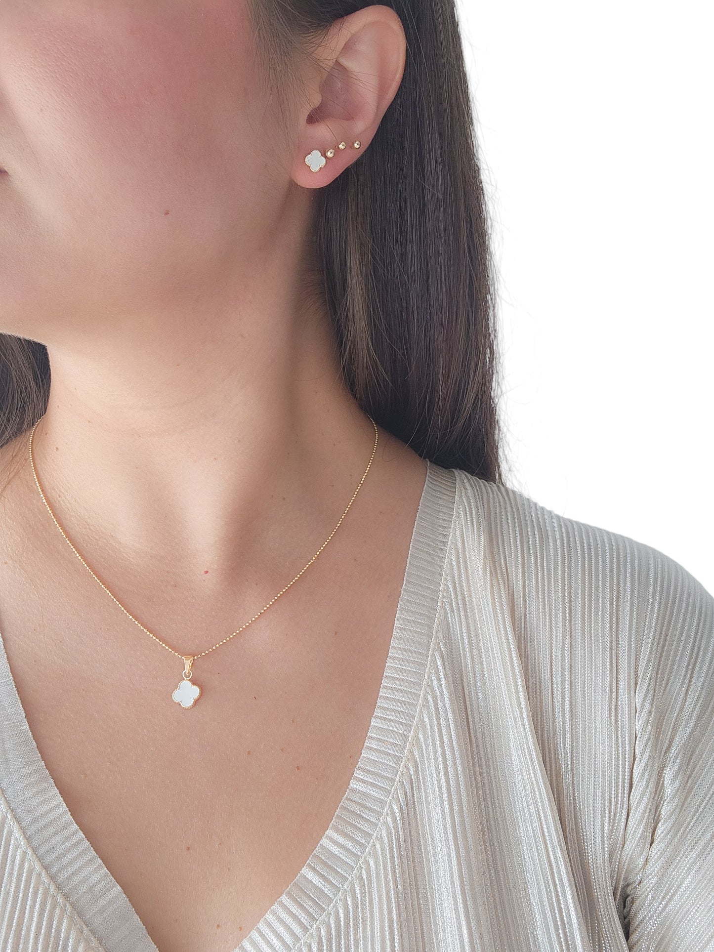 Dije trébol blanco oro 10k