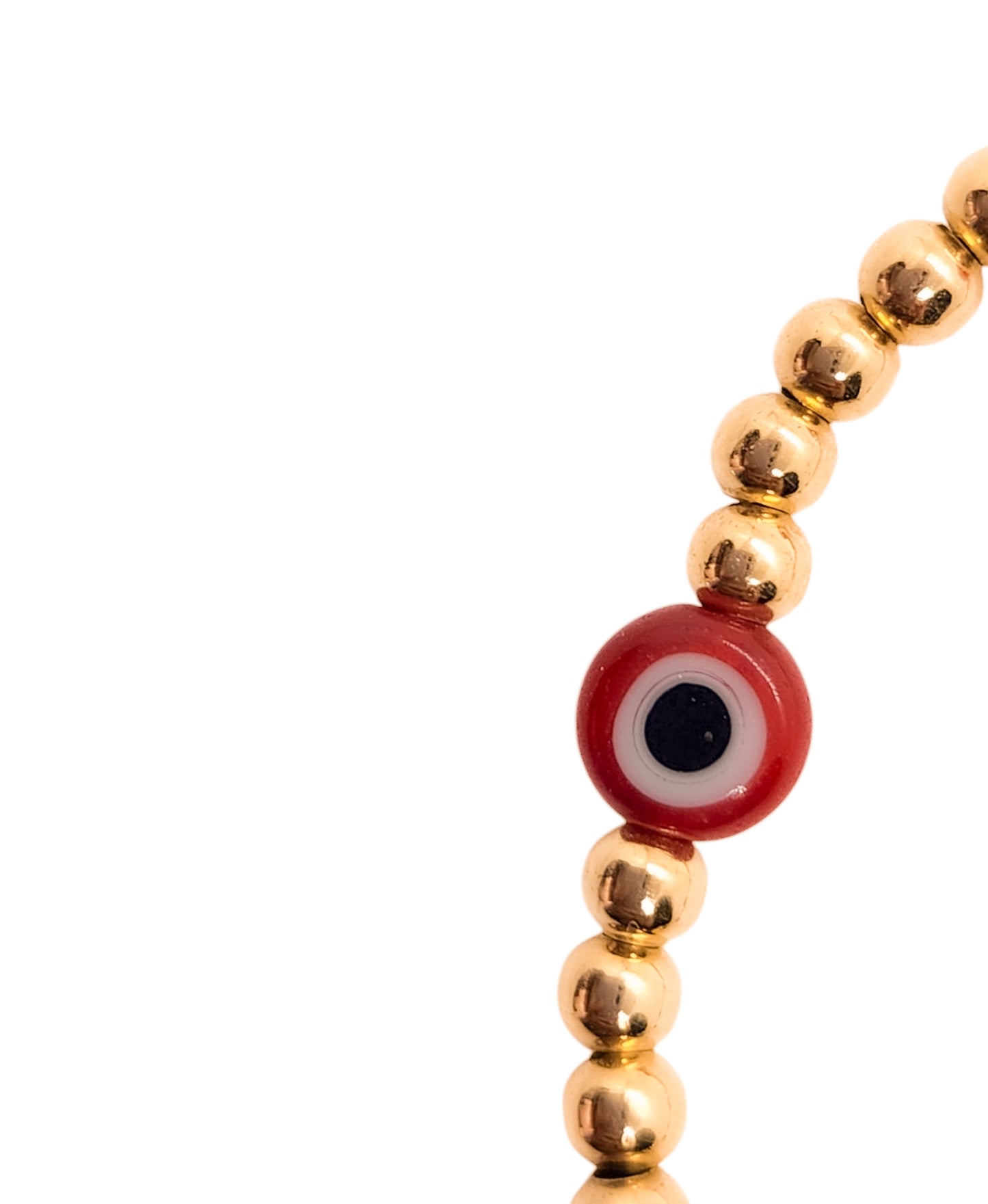 Pulsera ojo turco y bolitas BIMETAL (PLATA Y ORO)