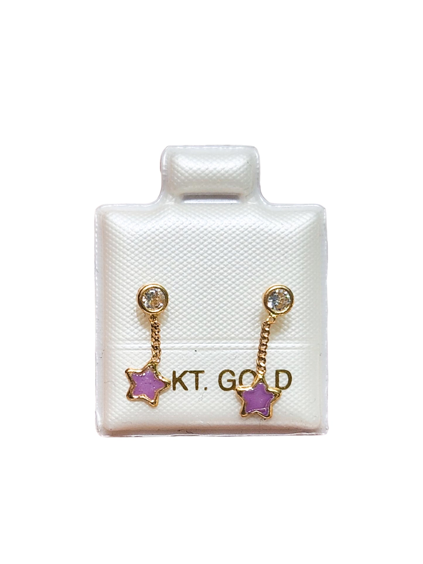 Par o Pieza de Broquel colgante esmalte estrella morado Oro de 10k DORADO