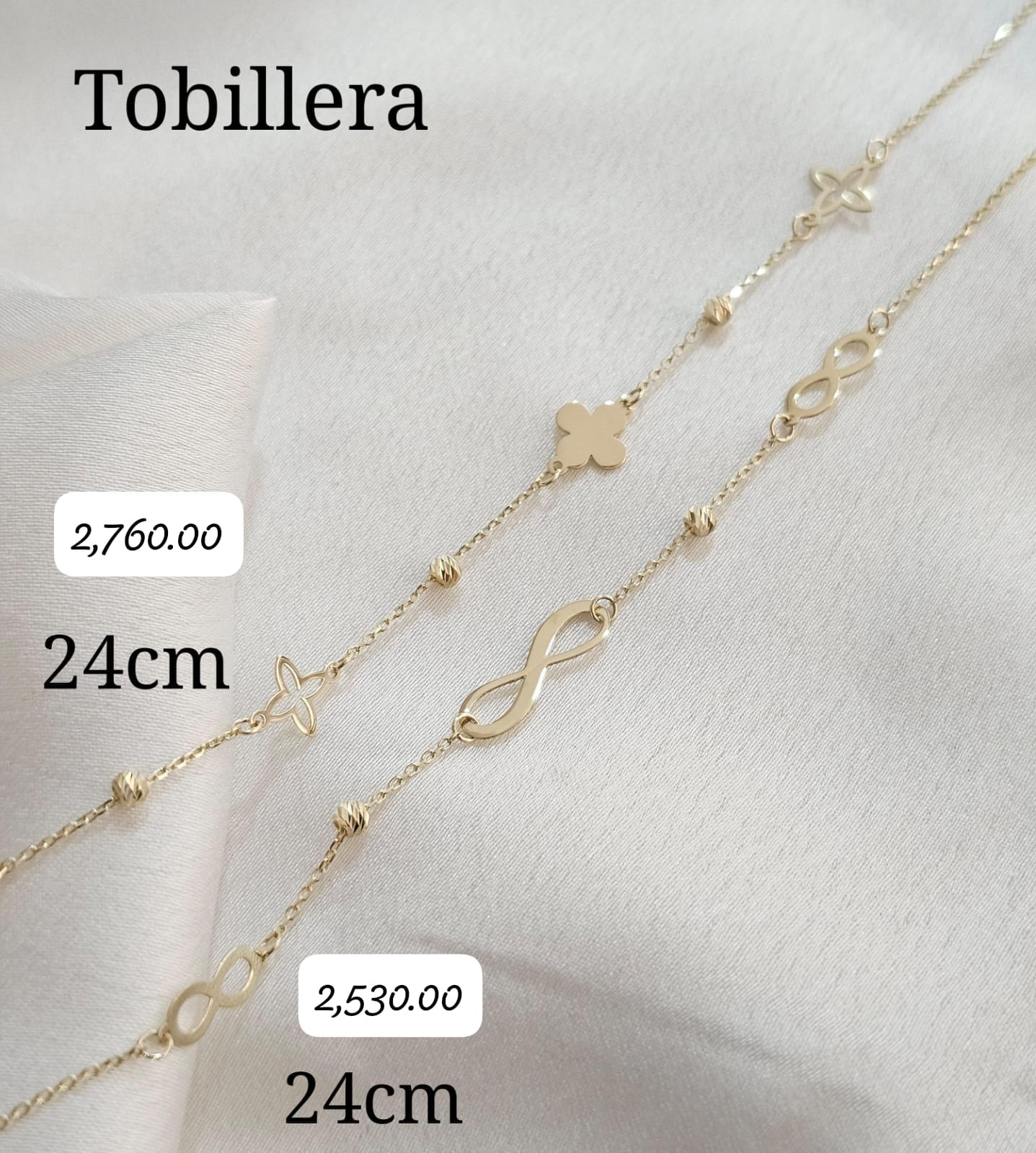 Tobillera infinito oro 10k