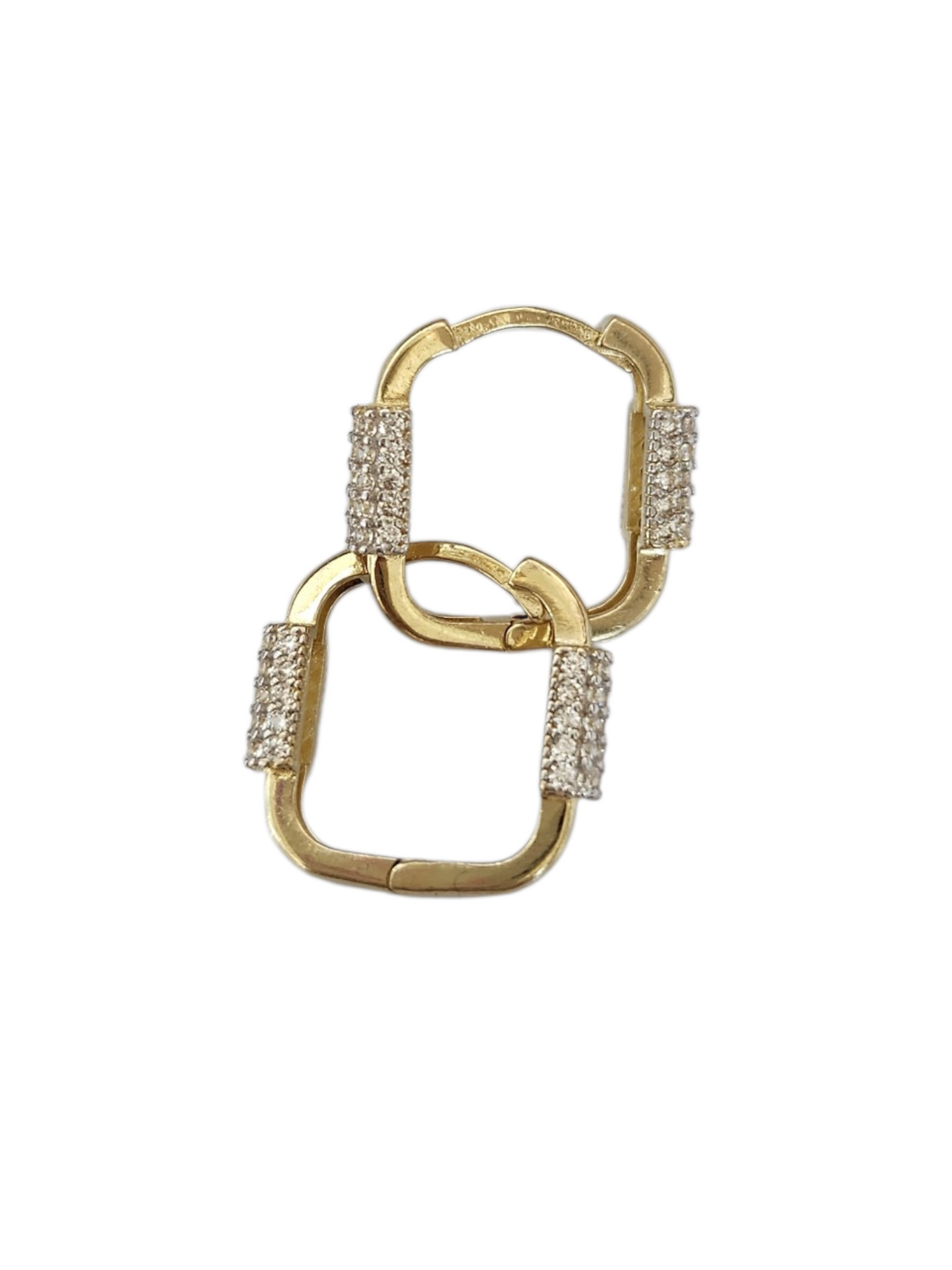 Arracadas cuadradas con zirconias oro 10k