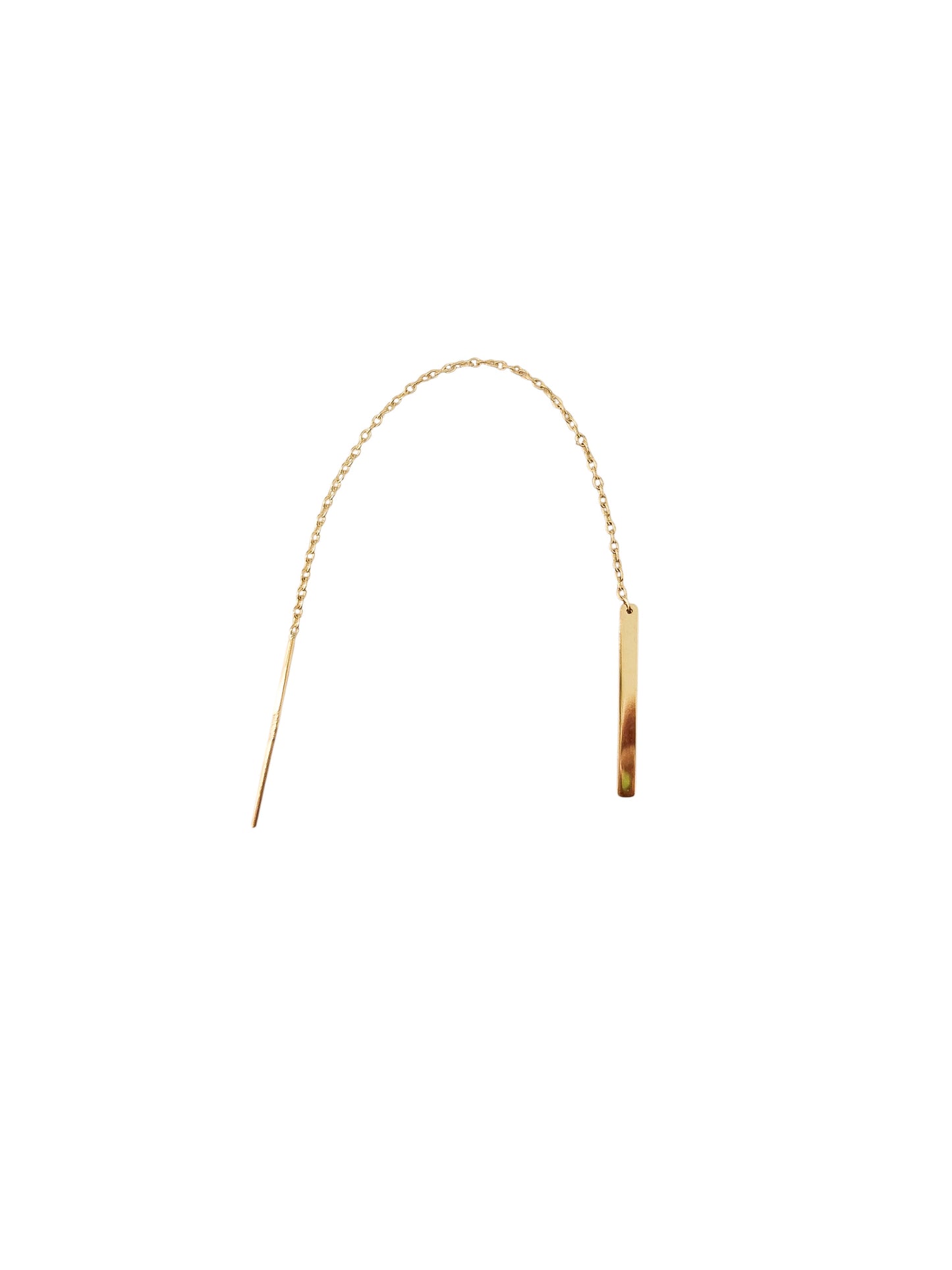 Par o Pieza de arete con cadena barra Oro de 10k DORADO