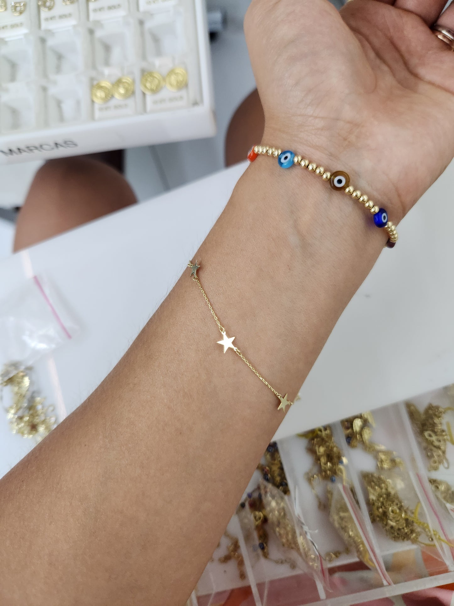 Pulsera estrellas oro 10k