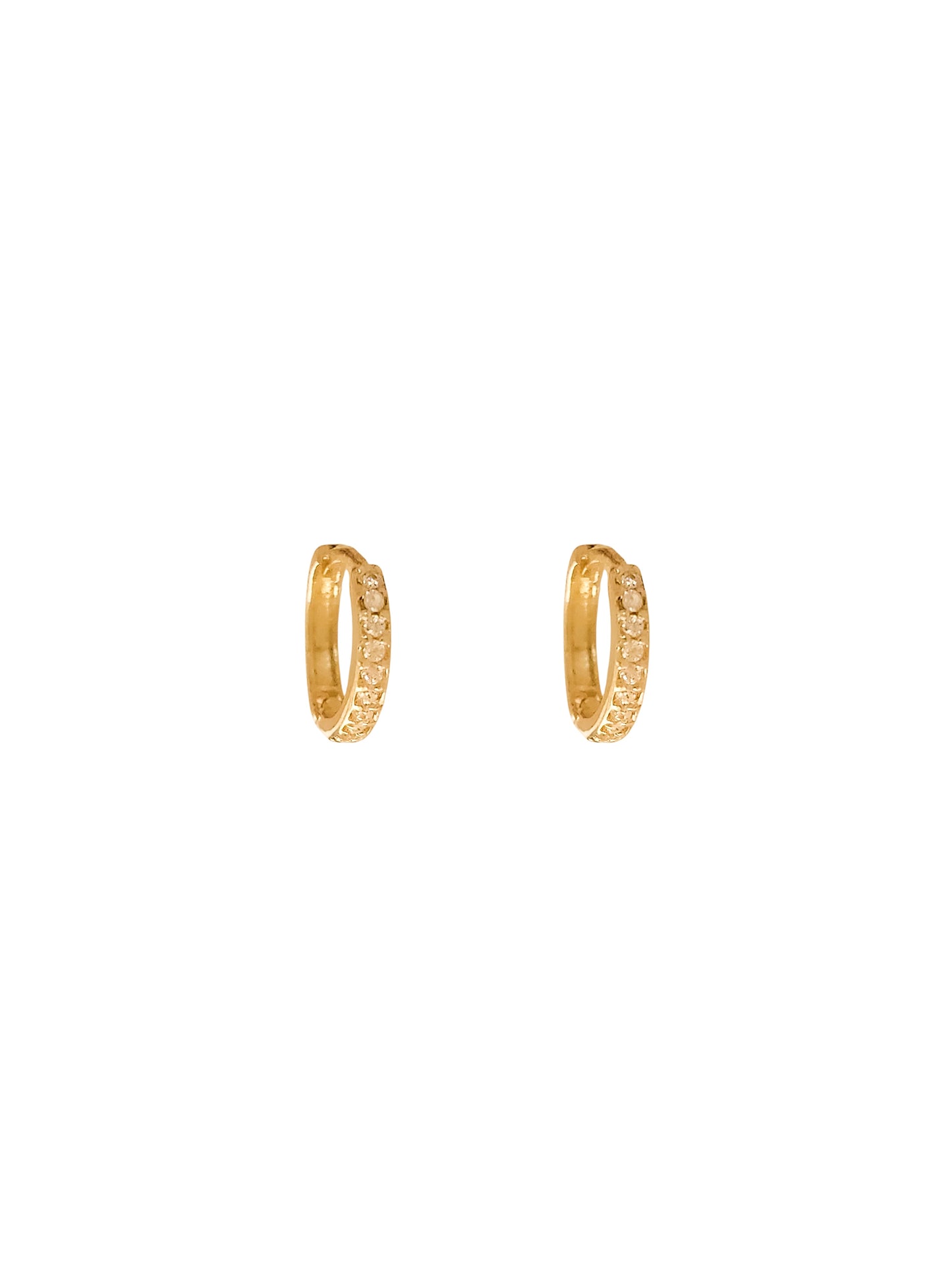 Huggies con piedras básico 1cm oro 10k