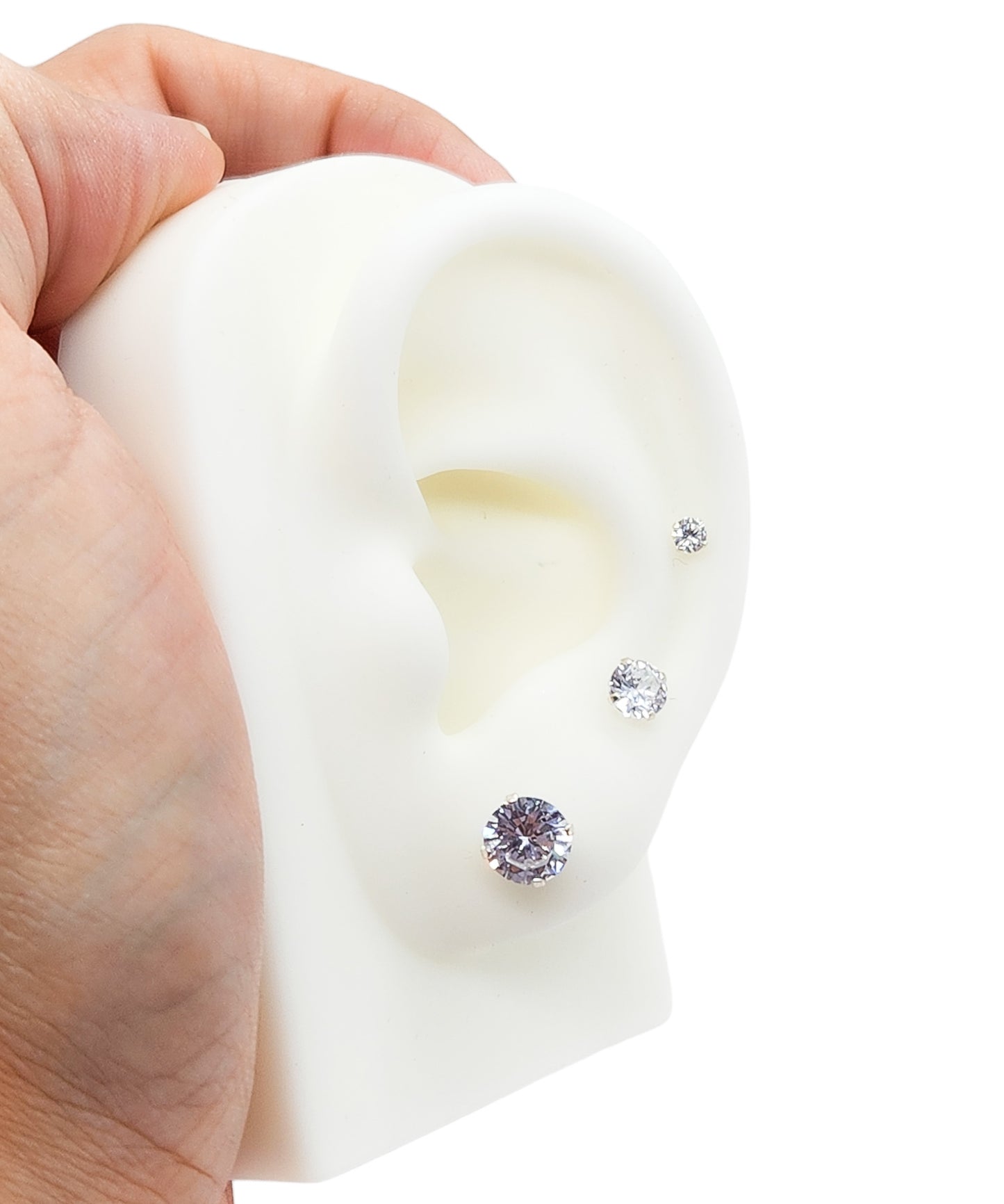Par de Broquel básico circonia piedra blanca