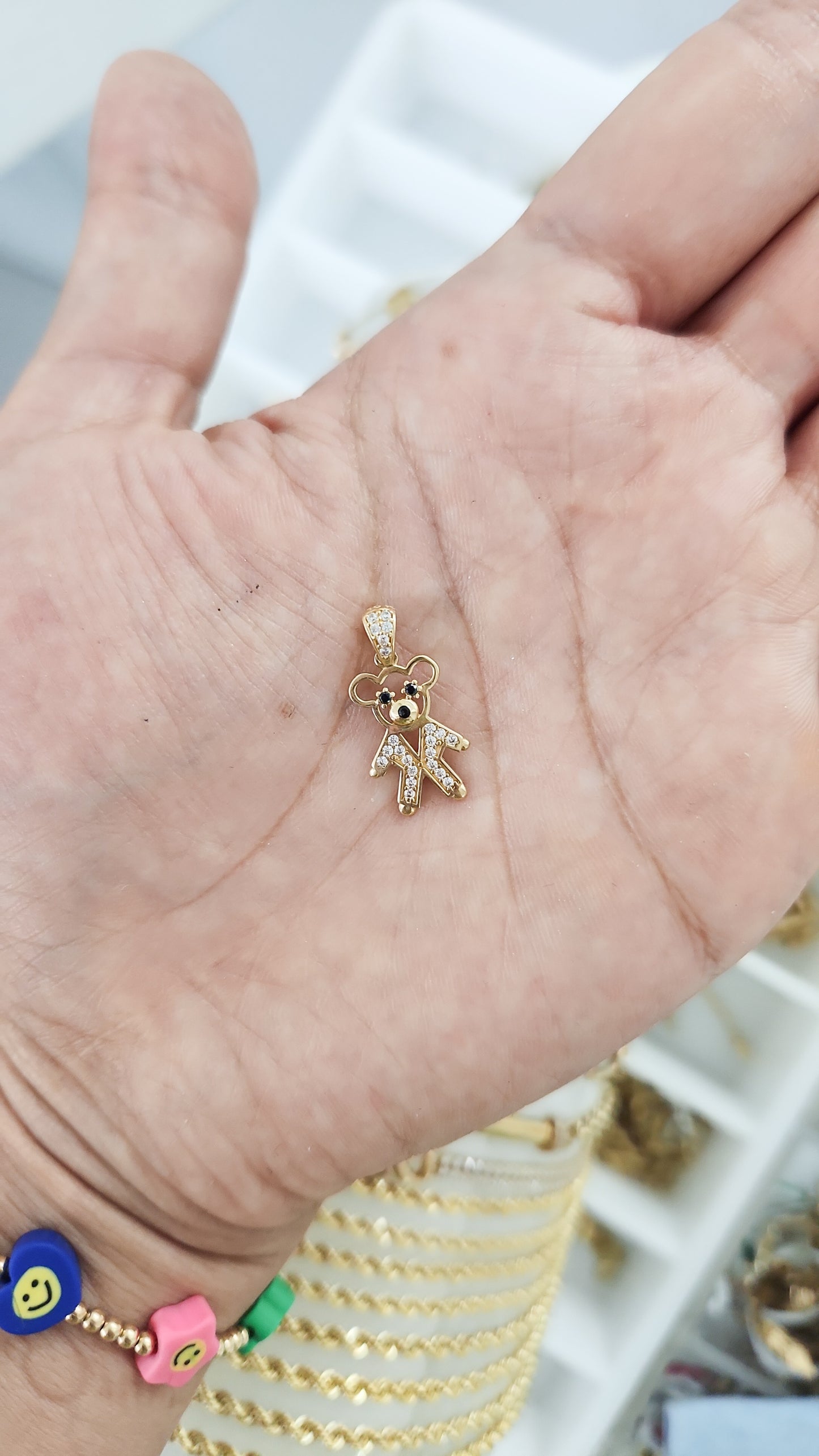 Dije osito completo con zirconias blancas 10k