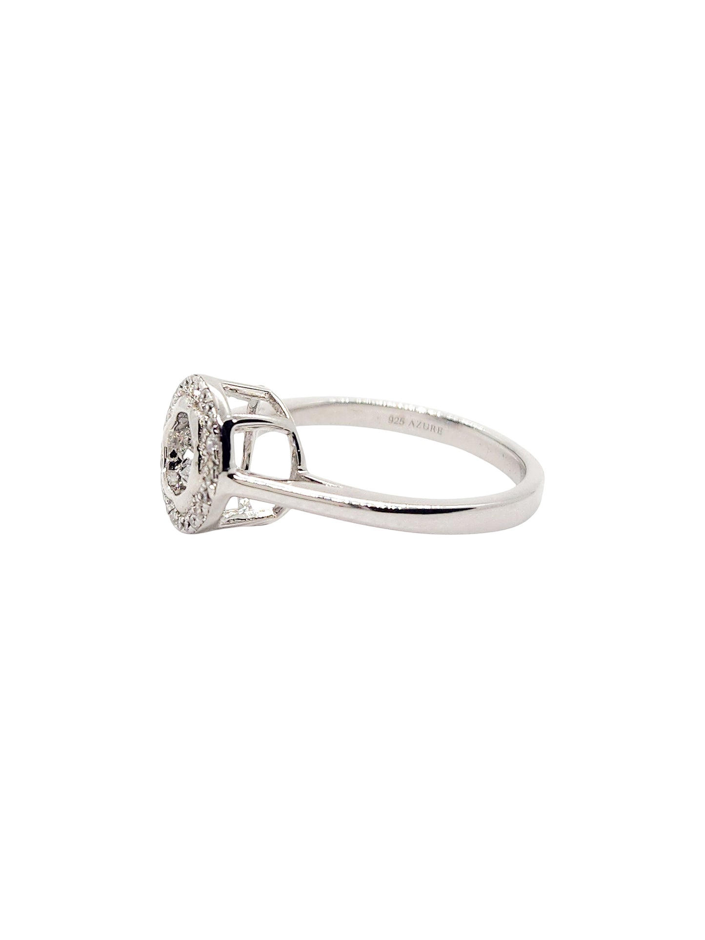 Solitario redondo flor giratorio plata 925 PREMIUM