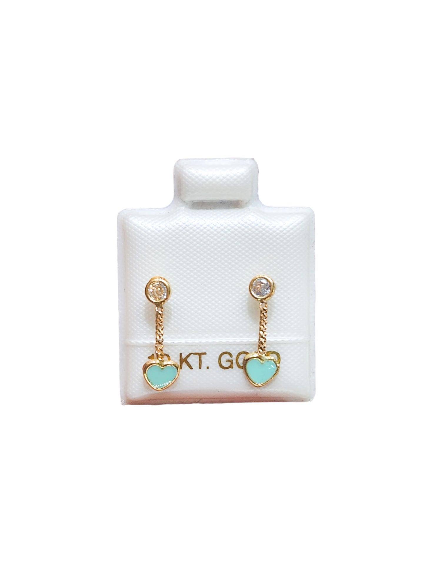 Par o Pieza de Broquel colgante esmalte corazón menta Oro de 10k DORADO