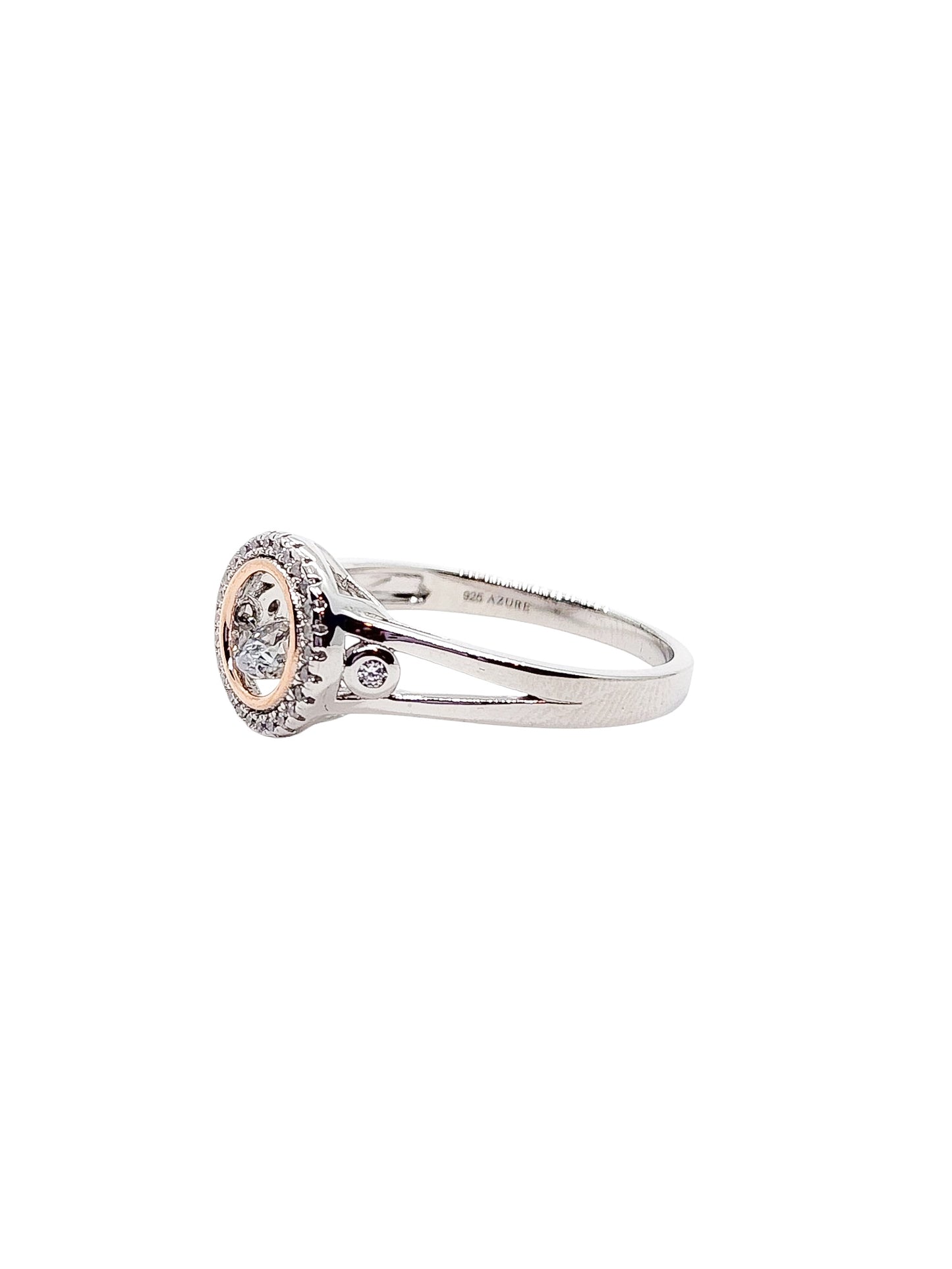 Solitario redondo giratorio plata rosa 925 PREMIUM