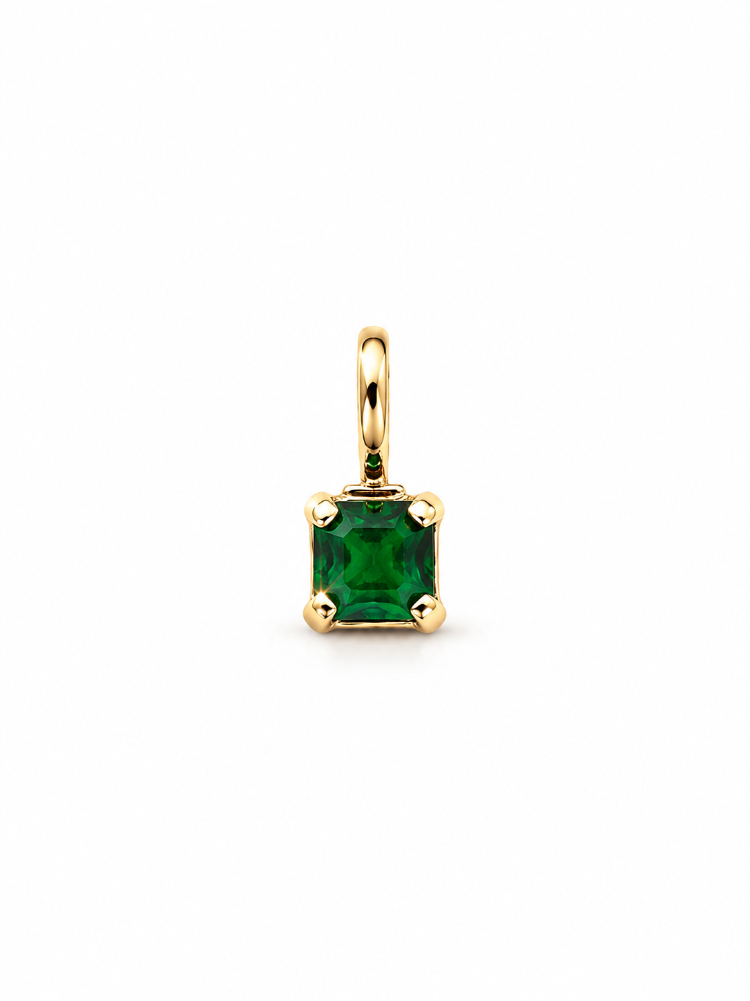 Dije Esmeralda natural corte princess oro 14k