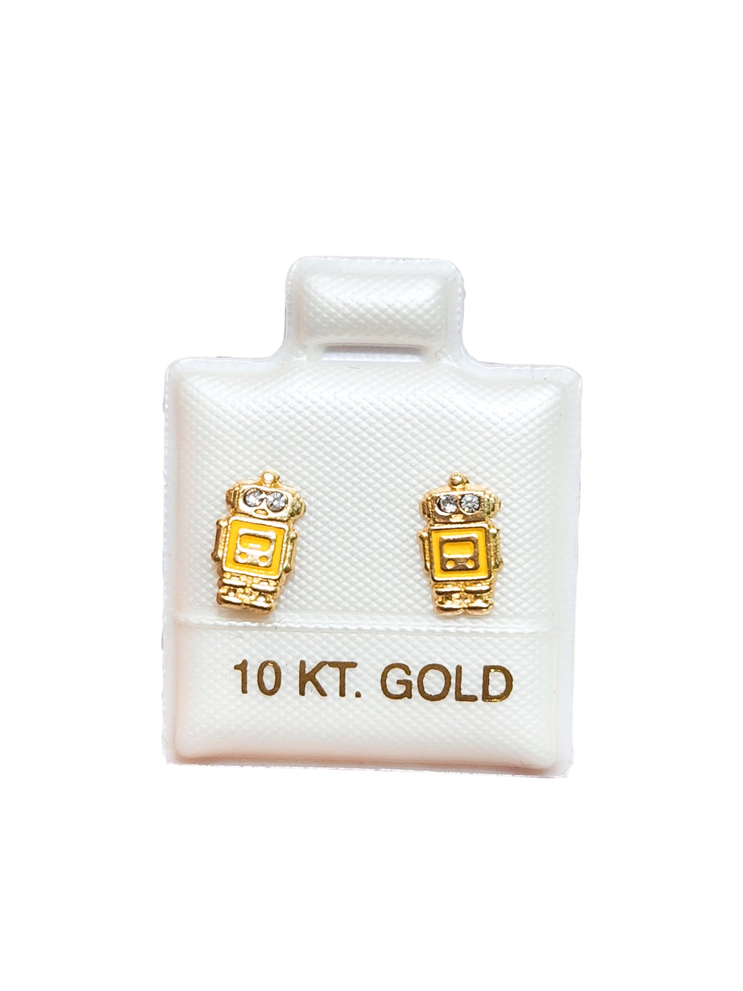 Par o Pieza de Broquel robot esmalte amarillo Oro de 10k DORADO