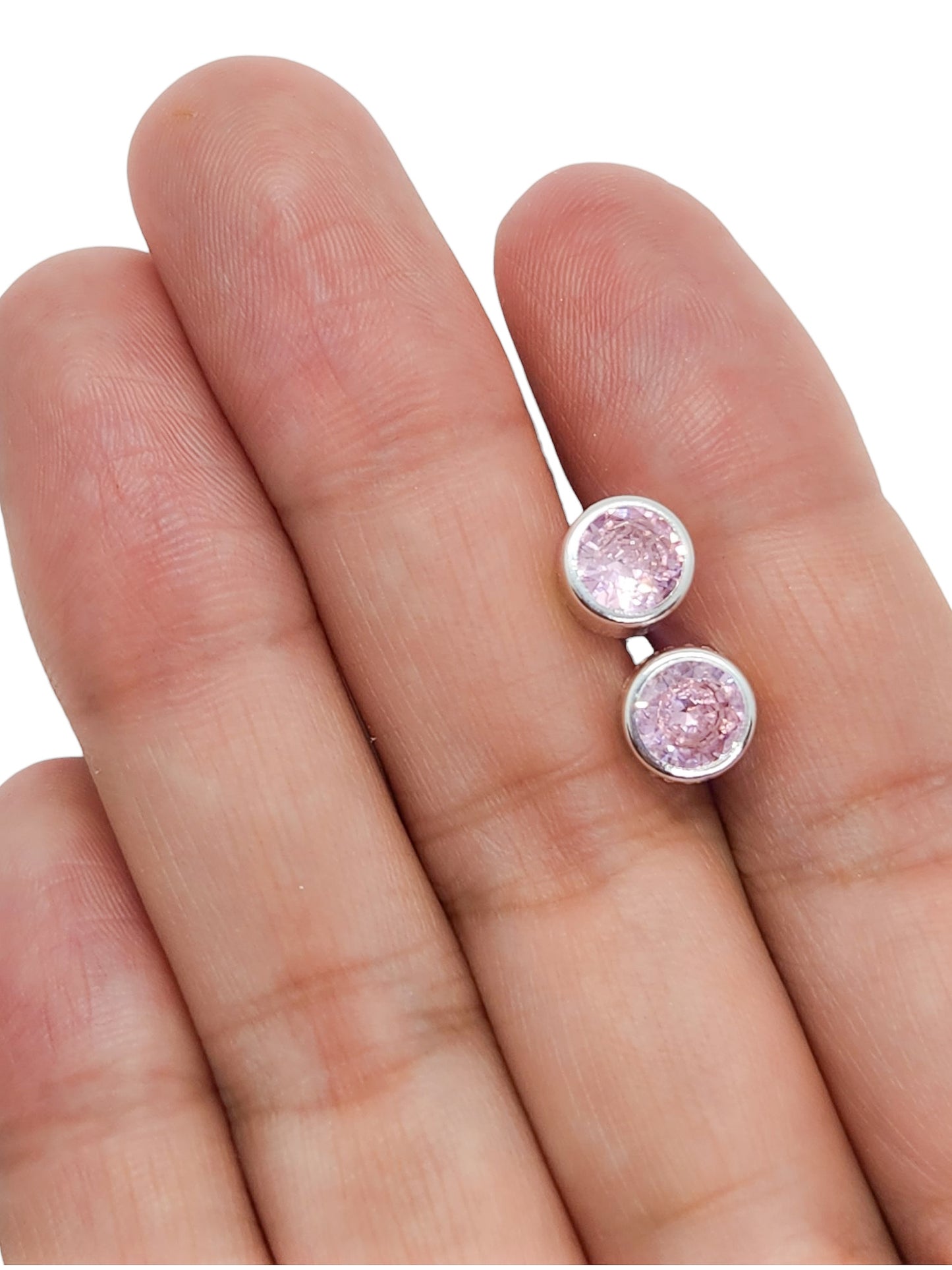 Par de Broquel barril XL 7" rosa plata 925
