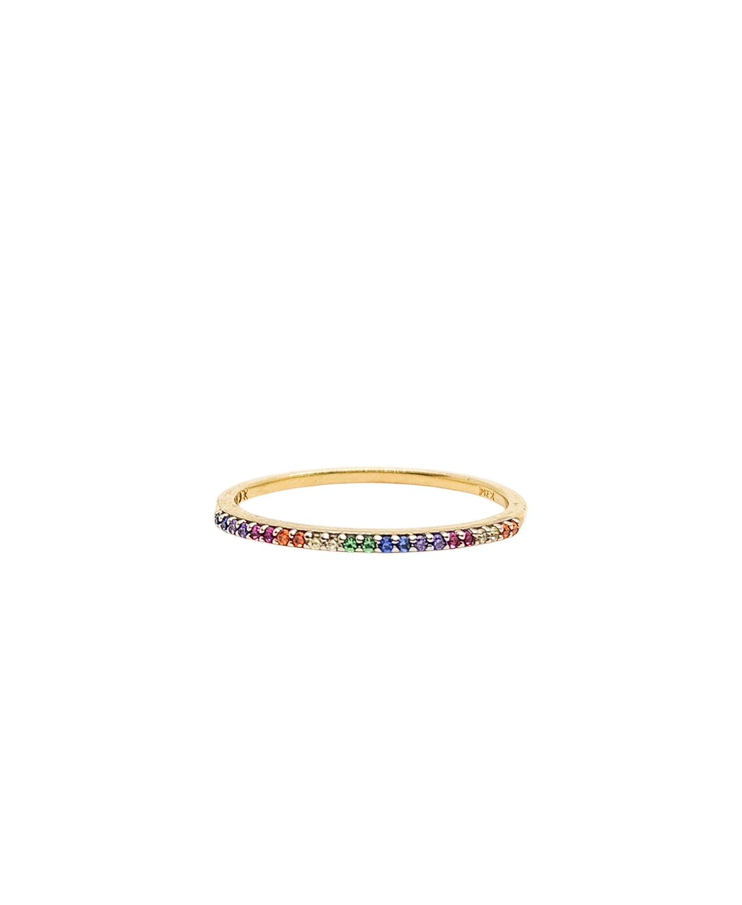 Anillo media churumbela rainbow delgado oro 10k