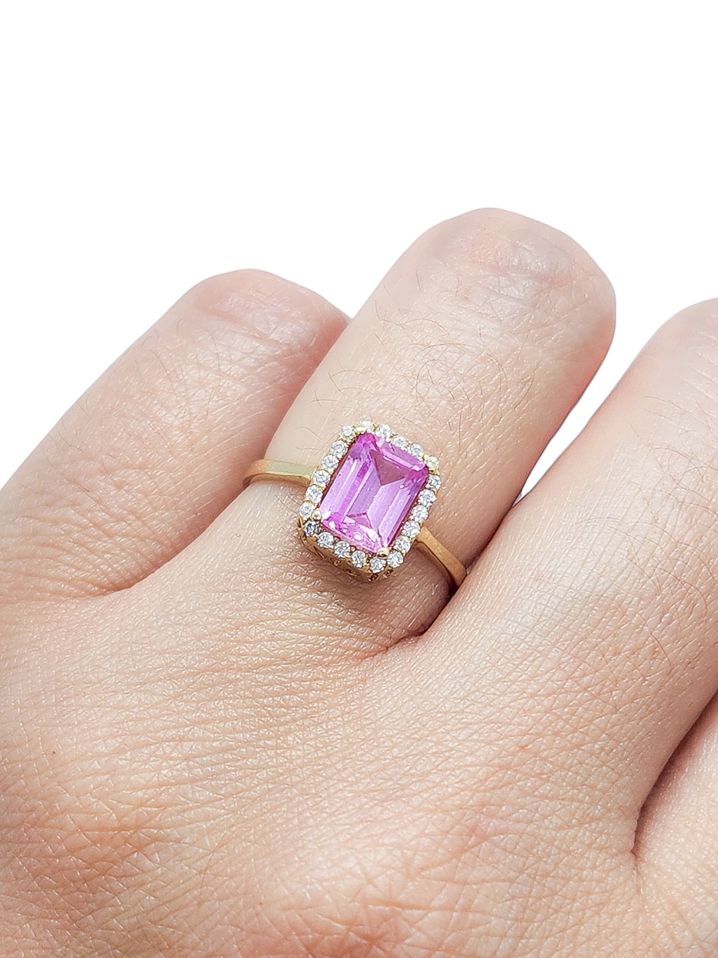 Anillo solitario rosa oro 10k