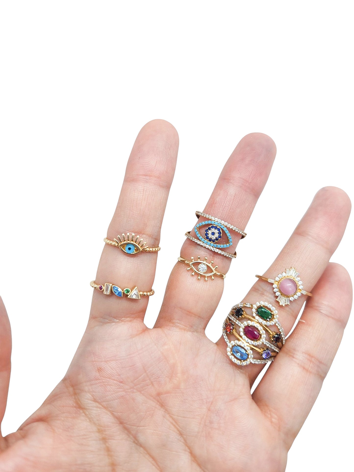 Anillo princesa piedras colores oro 10k