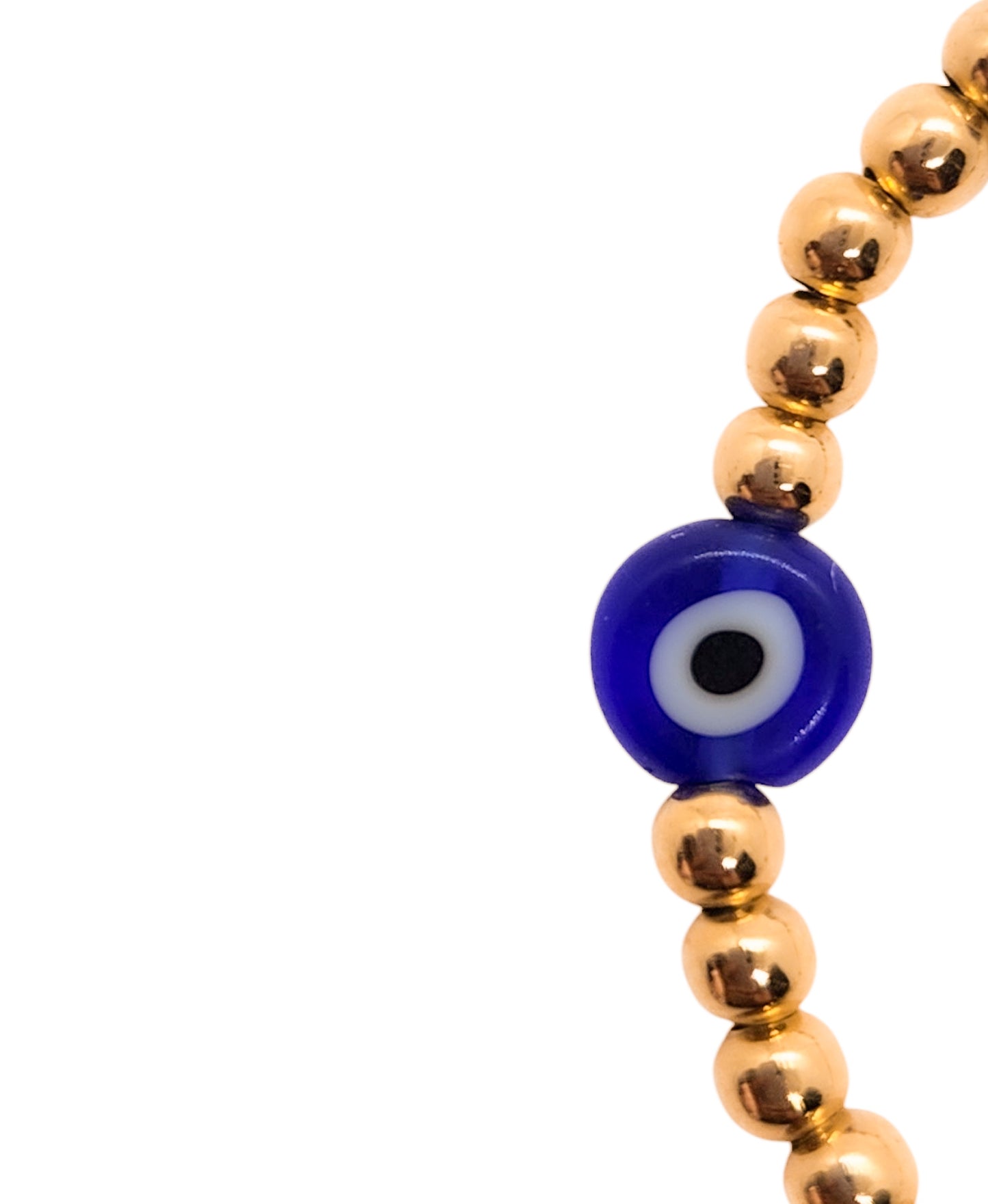 Pulsera ojo turco y bolitas BIMETAL (PLATA Y ORO)
