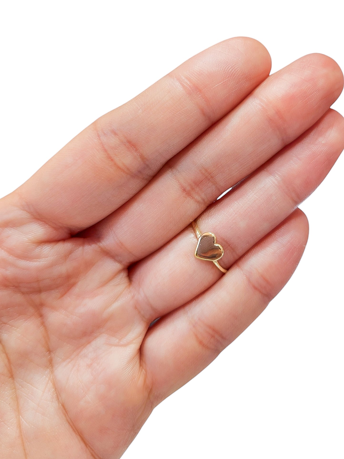 Anillo corazón liso grande oro 10k