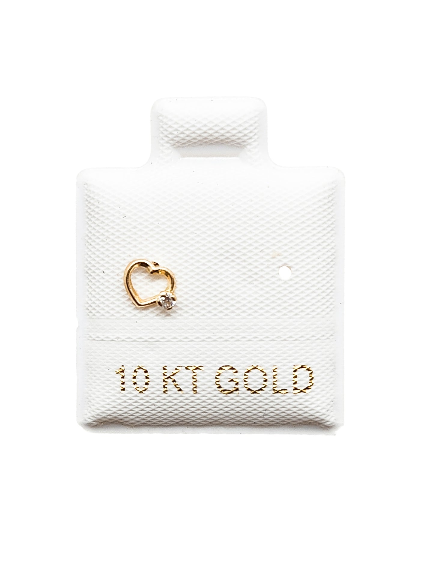 Pieza o Par de Broquel corazón montura zirconia oro 10k DORADO