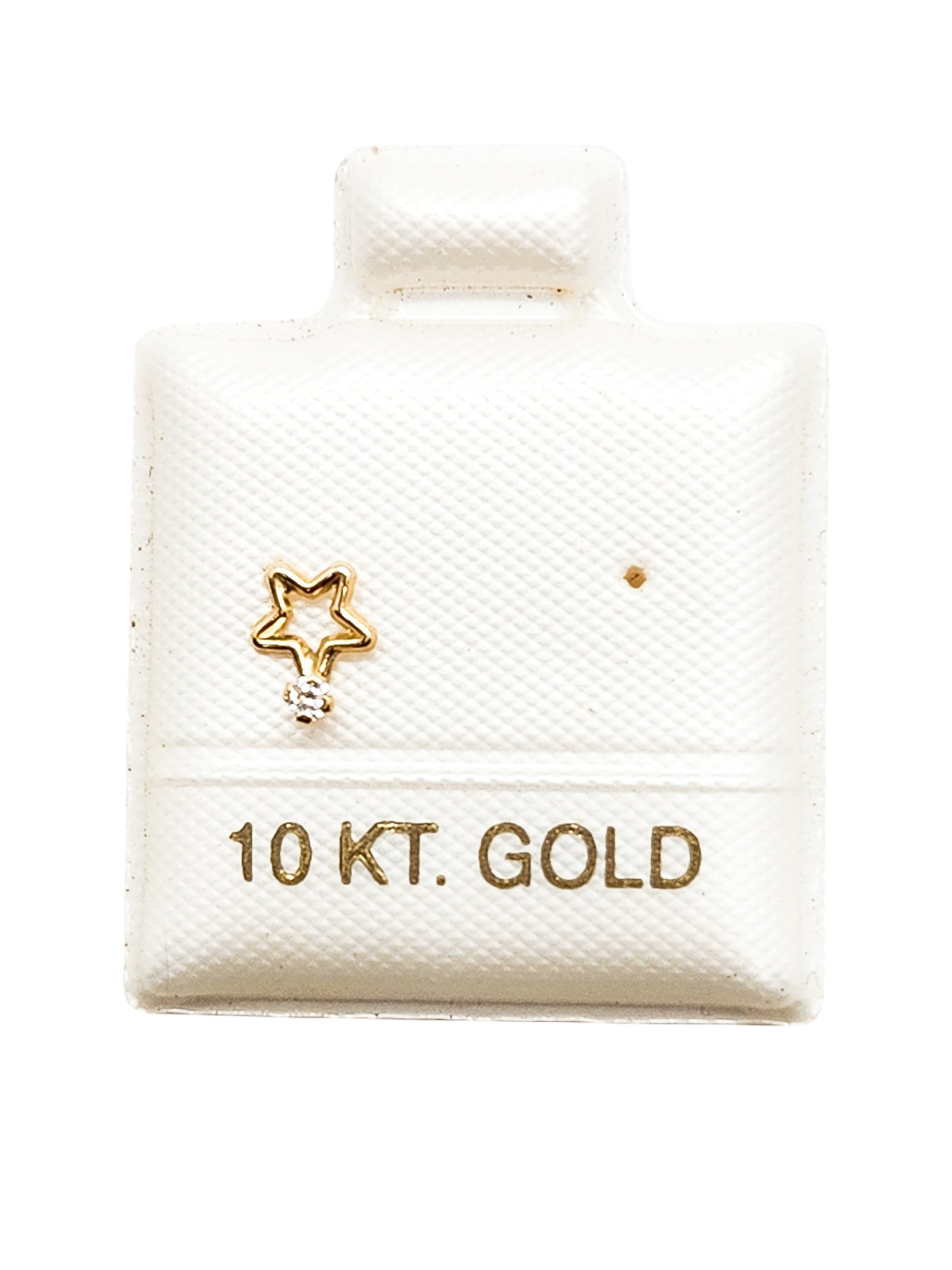 Par o pieza de Broquel estrella montadura con piedra blanca oro 10k DORADO