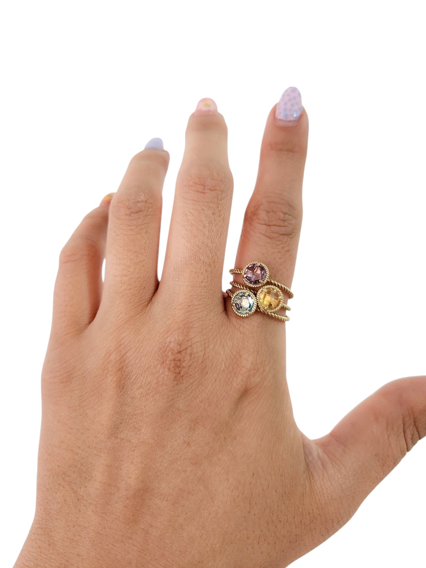 Anillo torsal azul oro 10k dorado