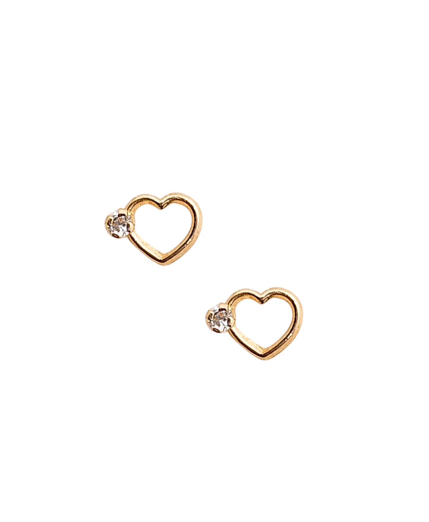 Pieza o Par de Broquel corazón montura zirconia oro 10k DORADO