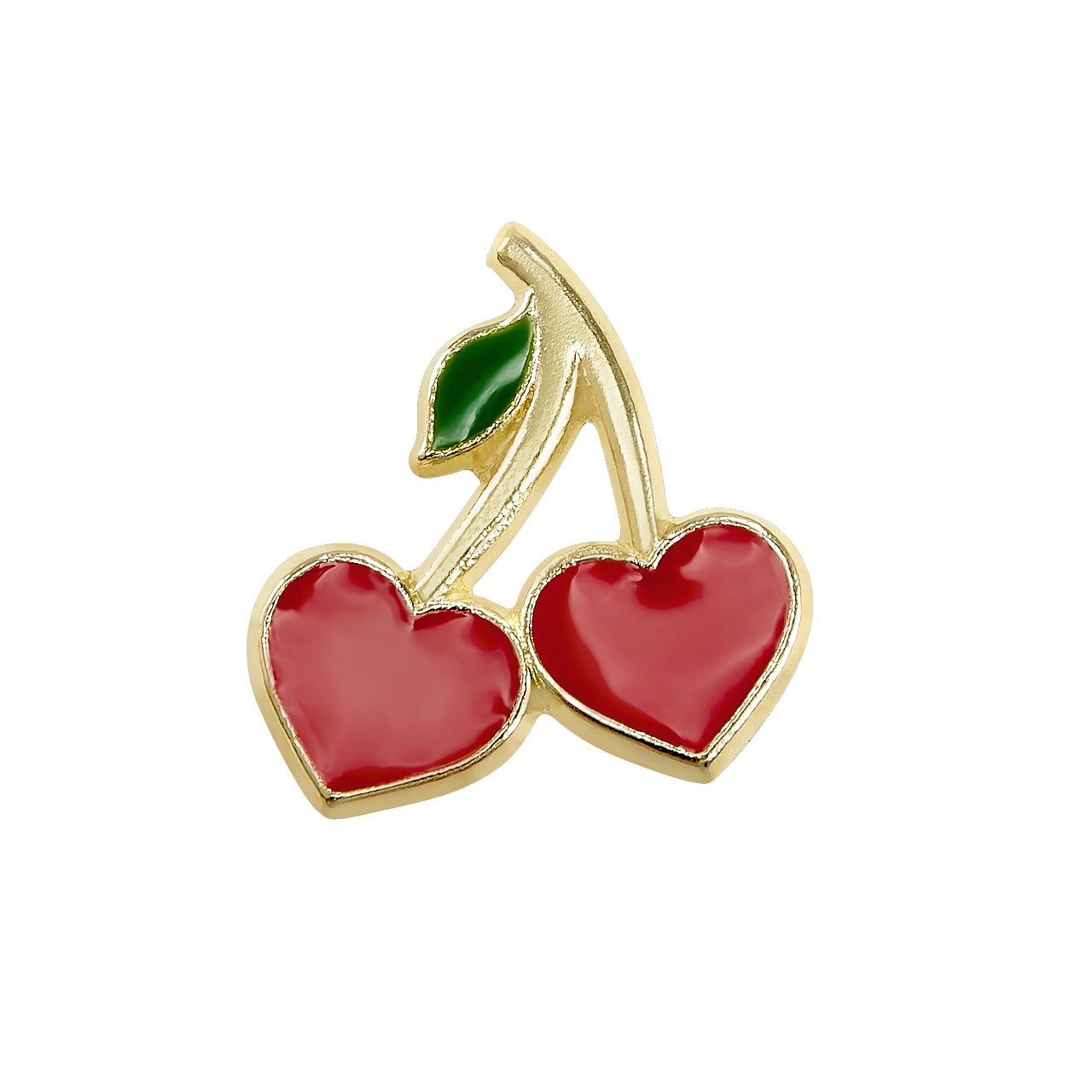 Par o Pieza de Broquel cereza corazón esmalte Oro de 10k DORADO