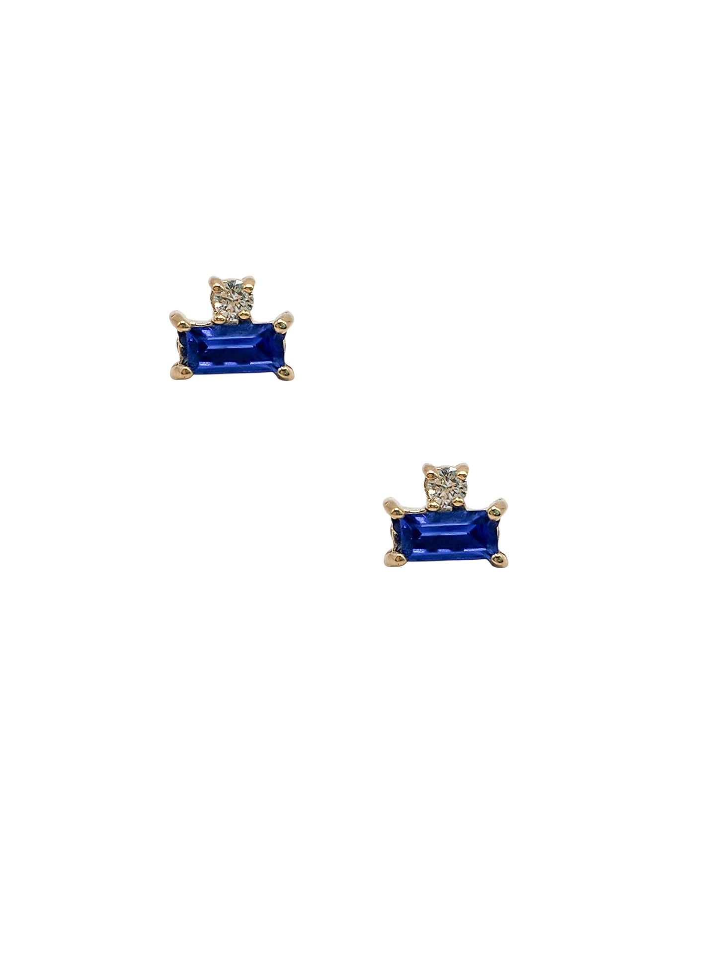 Aretes piedra natural zafiro y diamante natural oro 10k