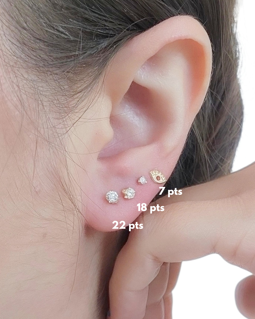 Par de Broquel con diamante natural 22 pts Oro blanco de 14k