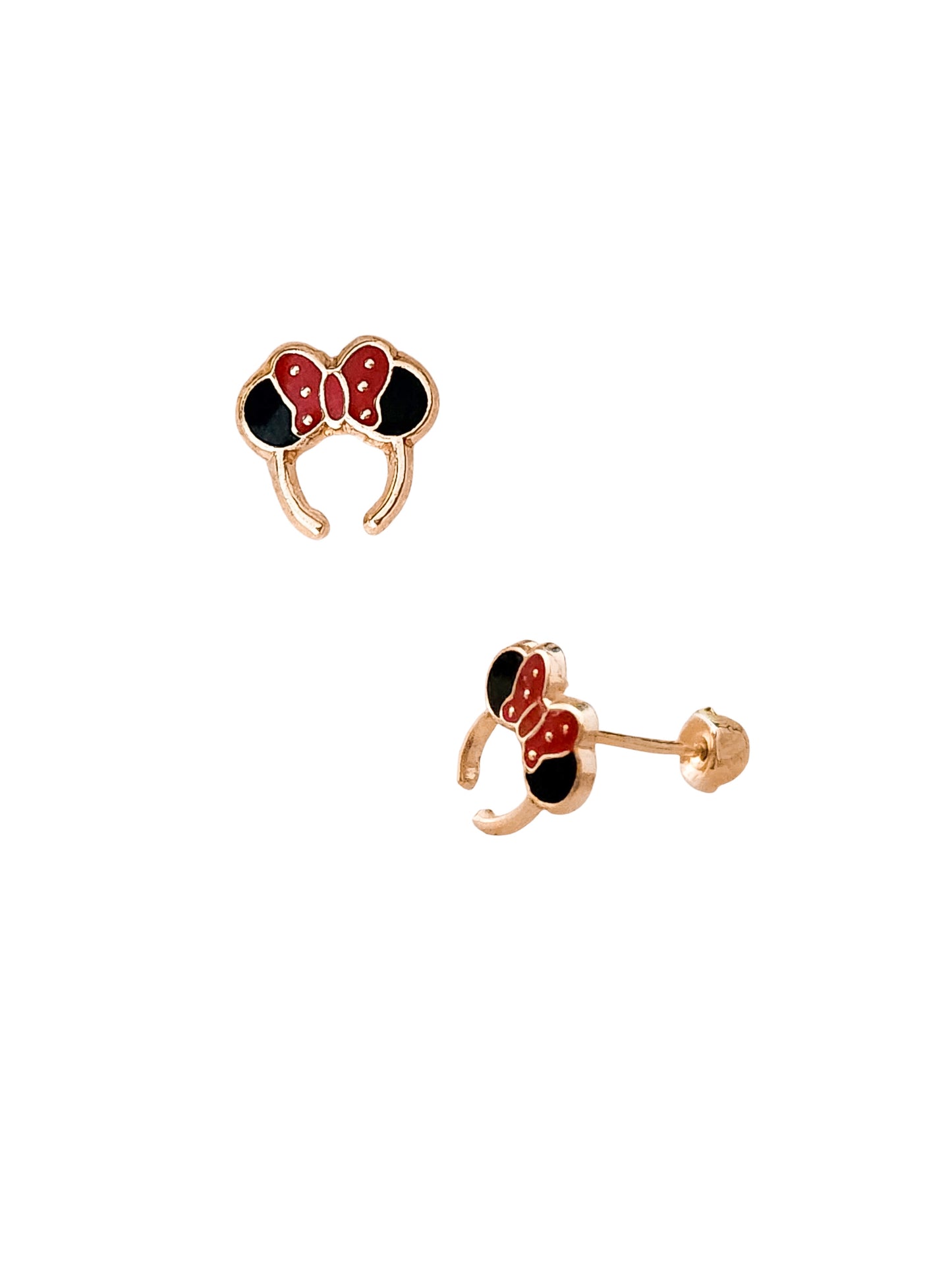 Par o pieza de Broquel diadema orejas mimi rojo oro 10k DORADO