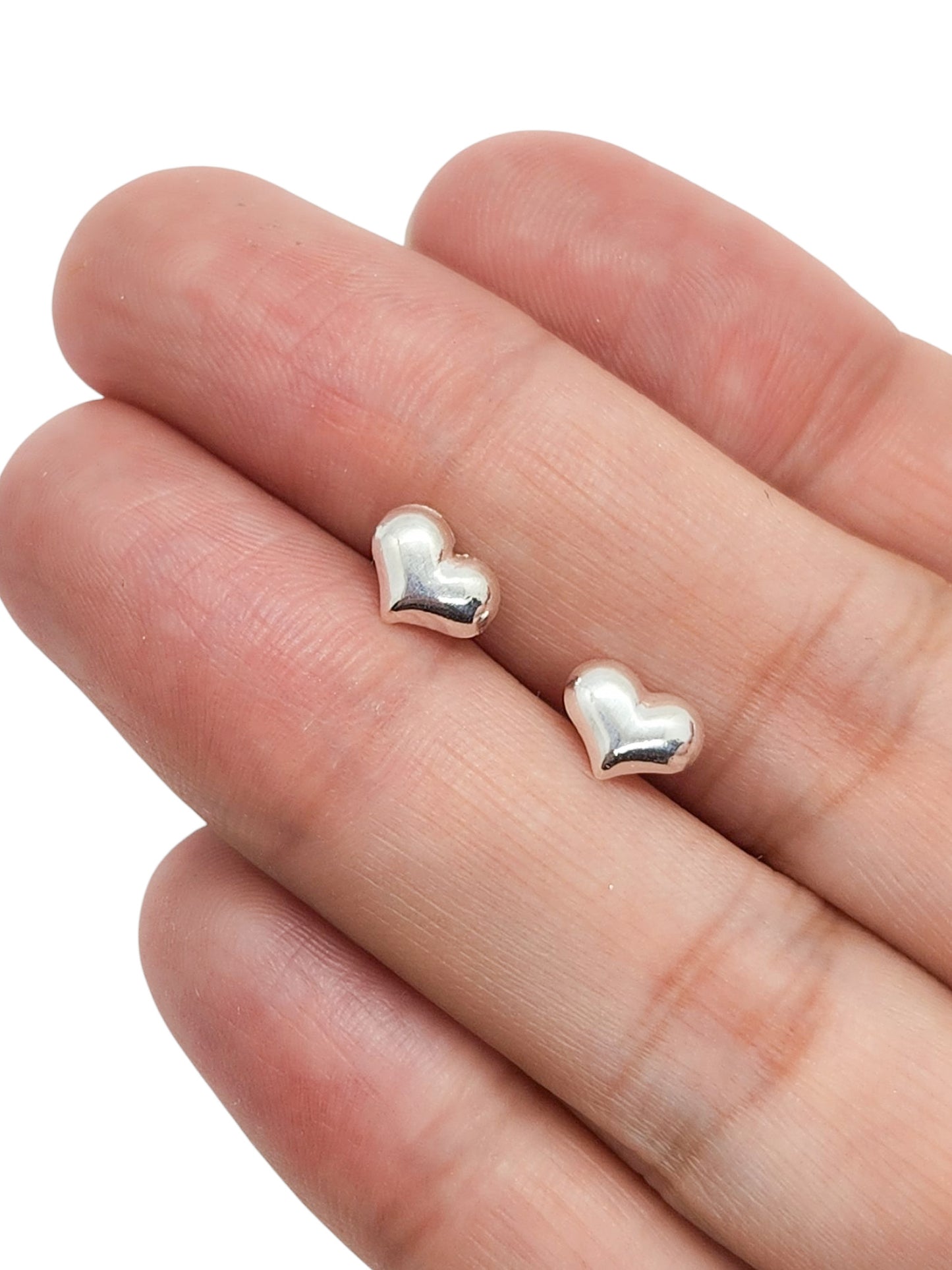 Par de Broquel corazón bombis plata 925