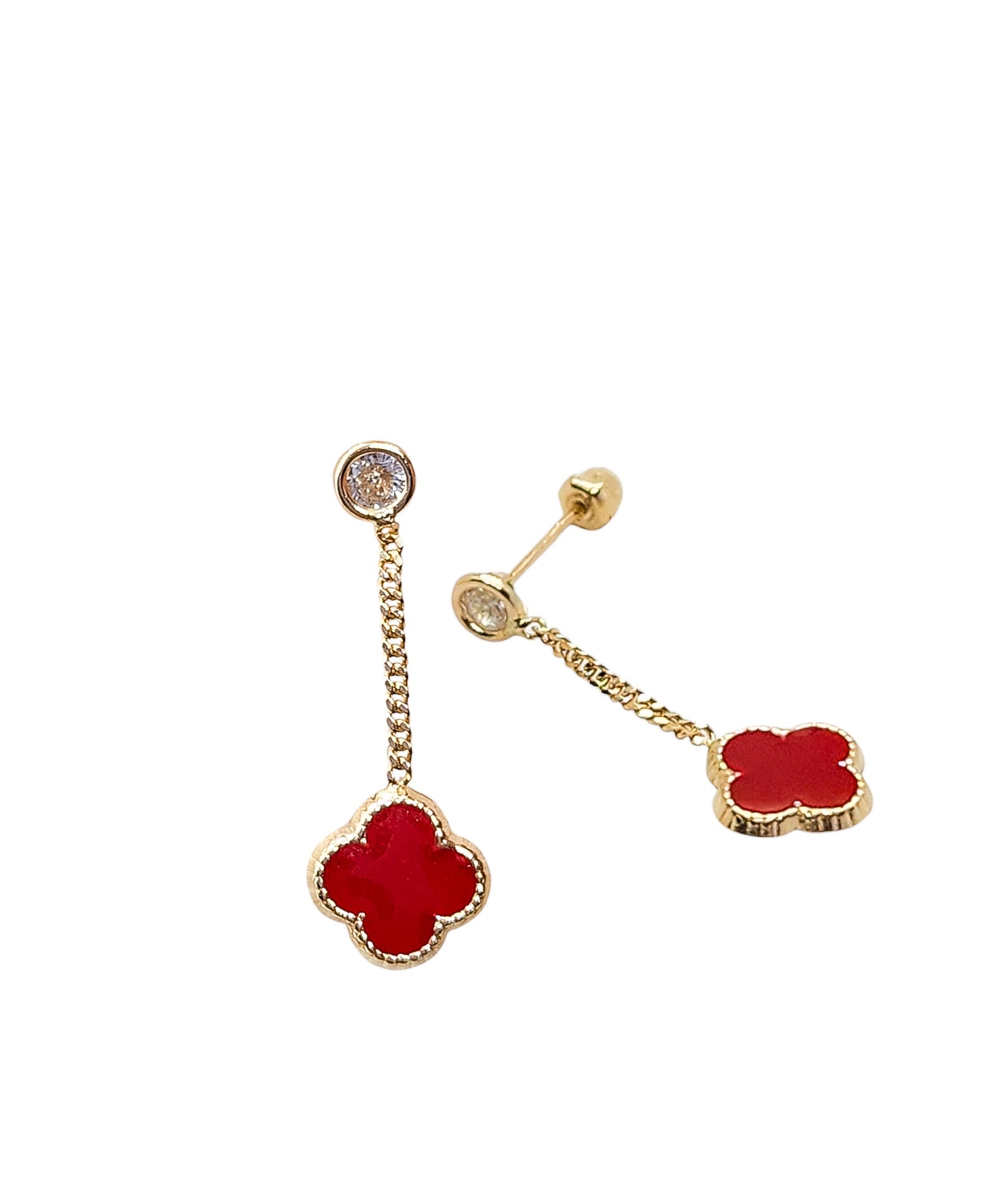 Par o pieza de Broquel Trébol colgante esmalte rojo