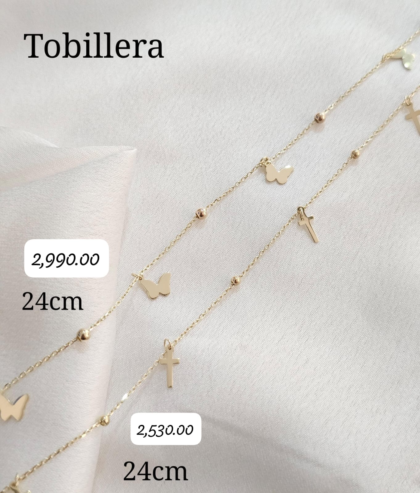 Tobillera mariposas oro 10k