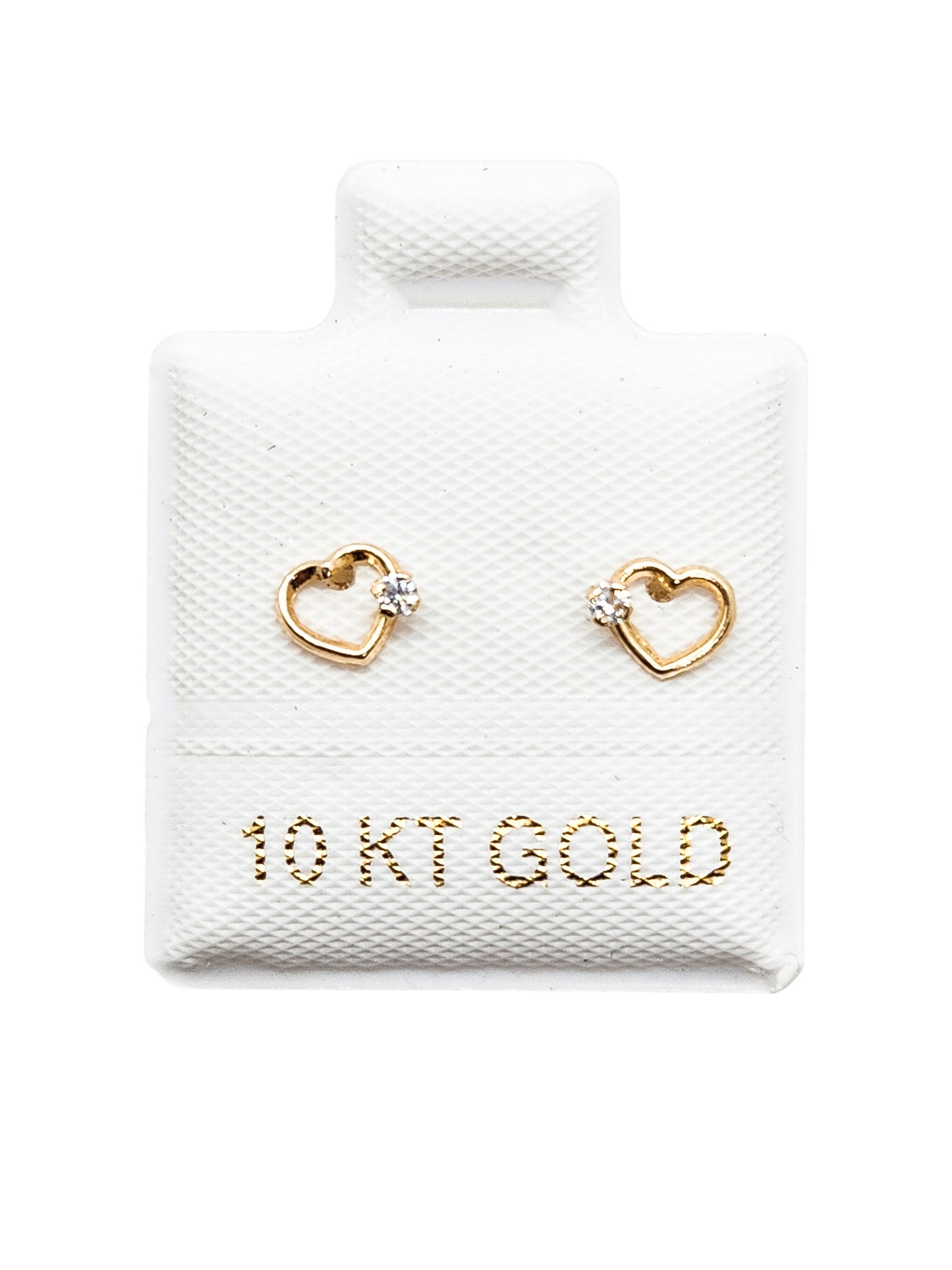 Pieza o Par de Broquel corazón montura zirconia oro 10k DORADO