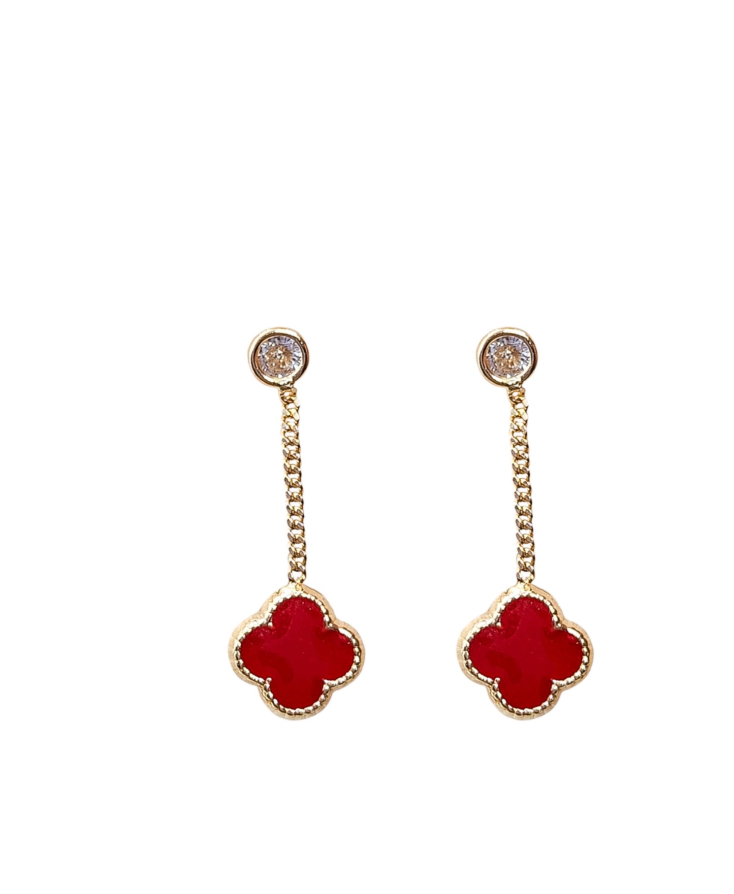 Par o pieza de Broquel Trébol colgante esmalte rojo