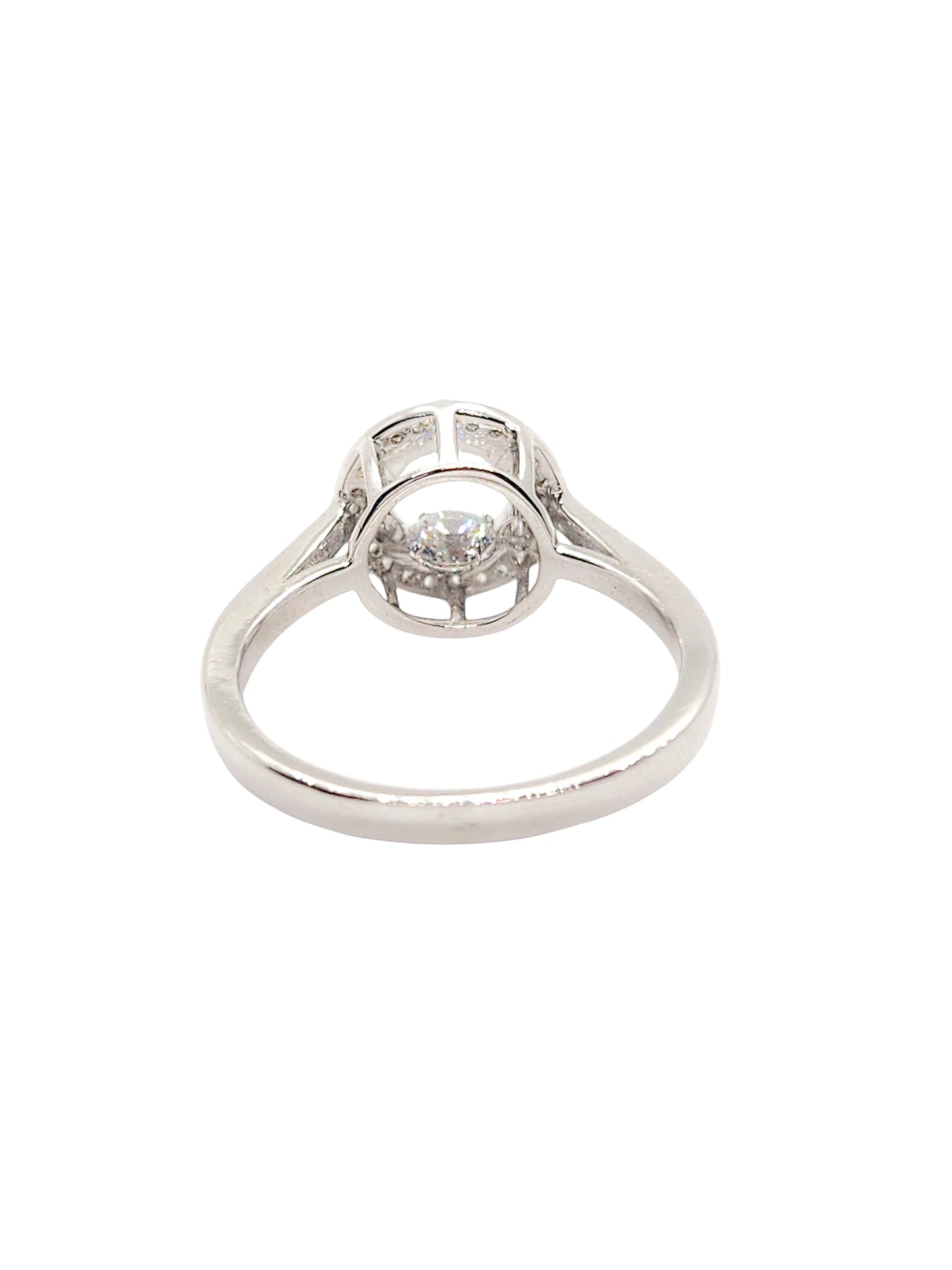 Solitario redondo flor giratorio plata 925 PREMIUM