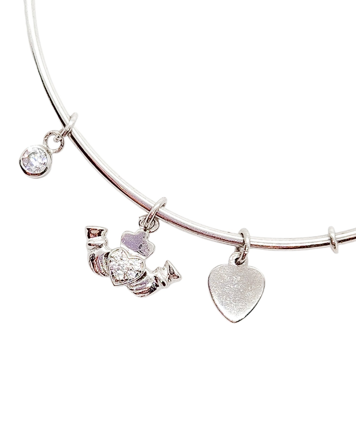 Pulsera rígida corazón plata 925