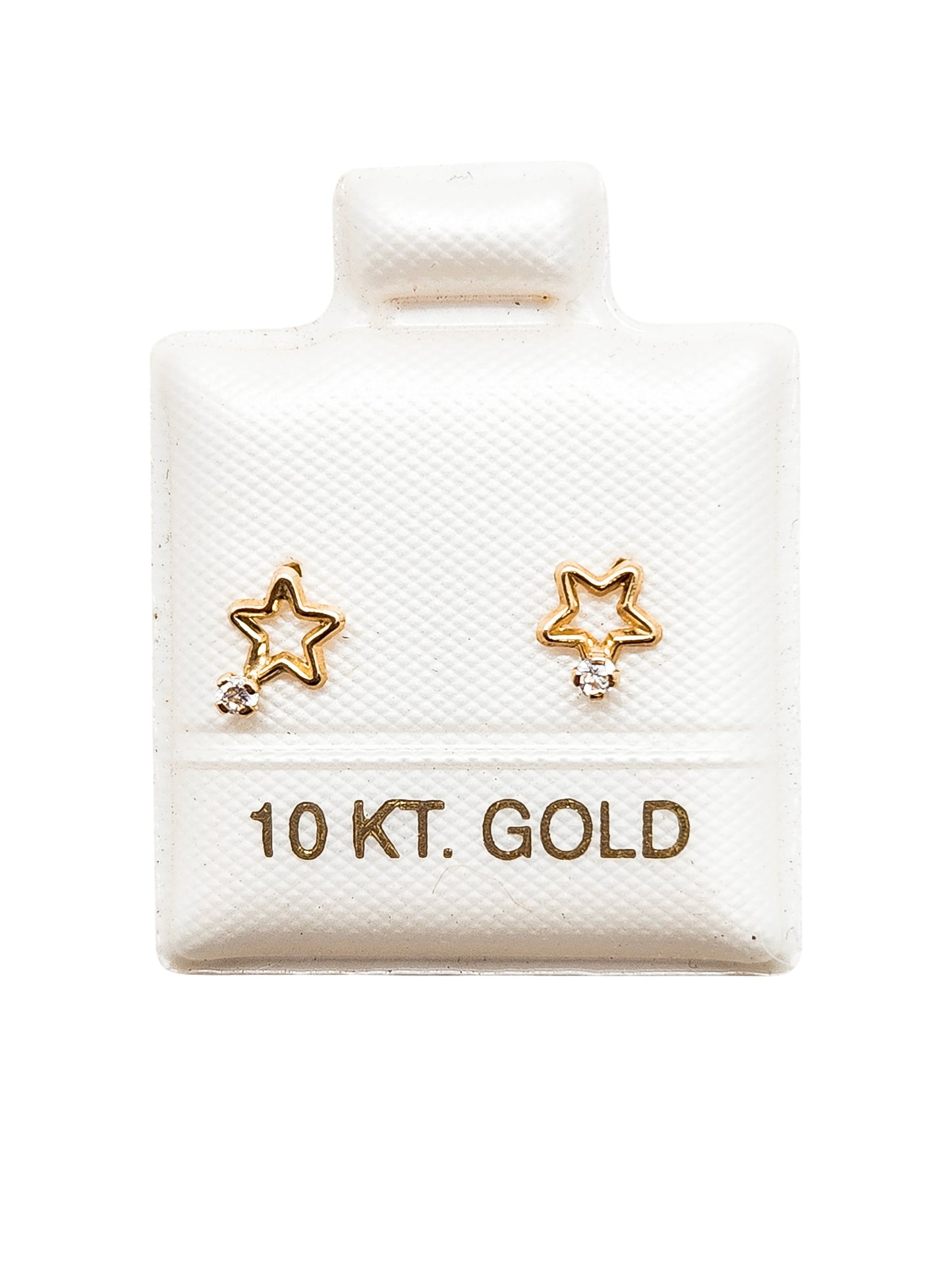 Par o pieza de Broquel estrella montadura con piedra blanca oro 10k DORADO