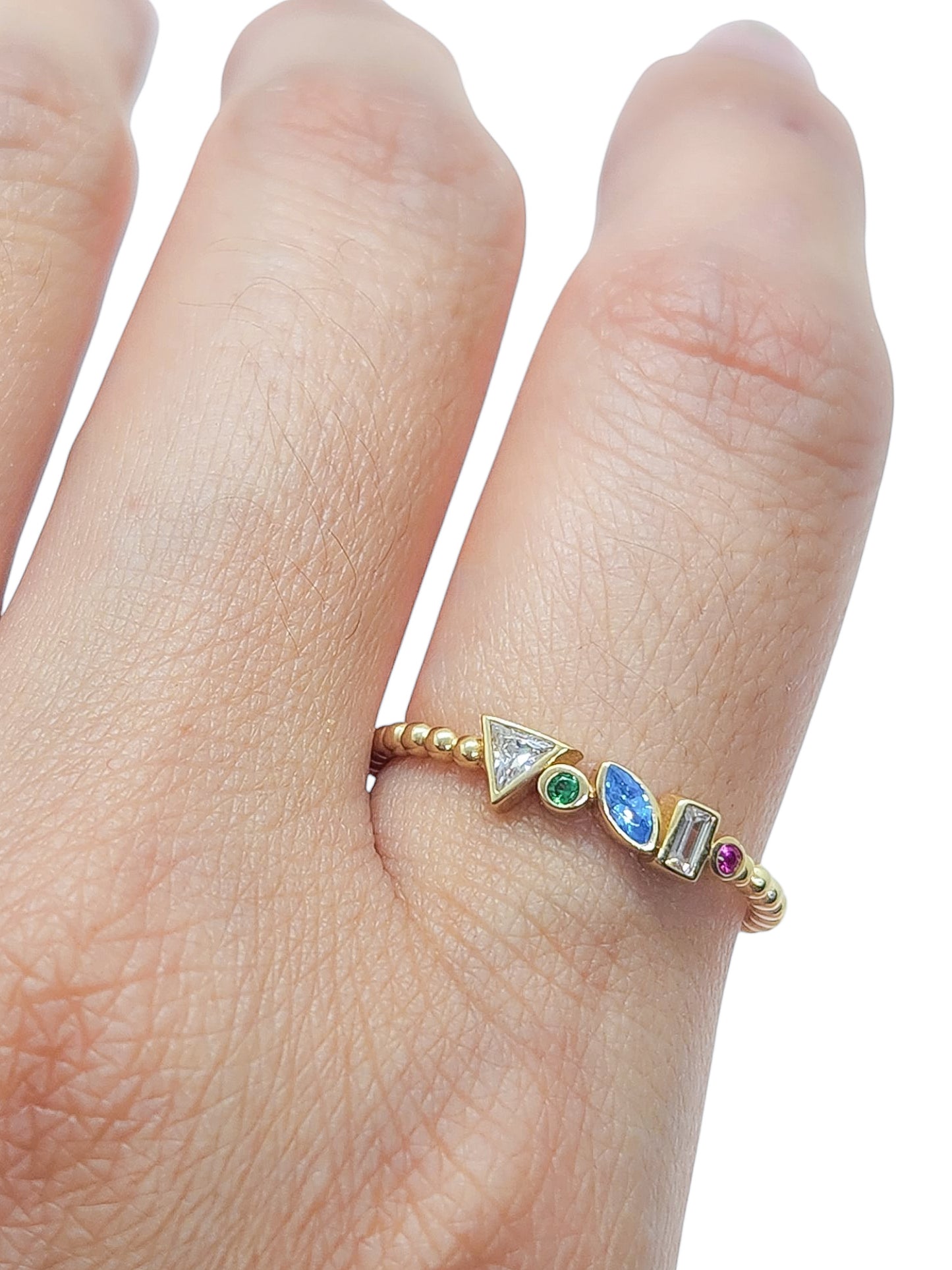 Anillo piedras de colores oro 10k