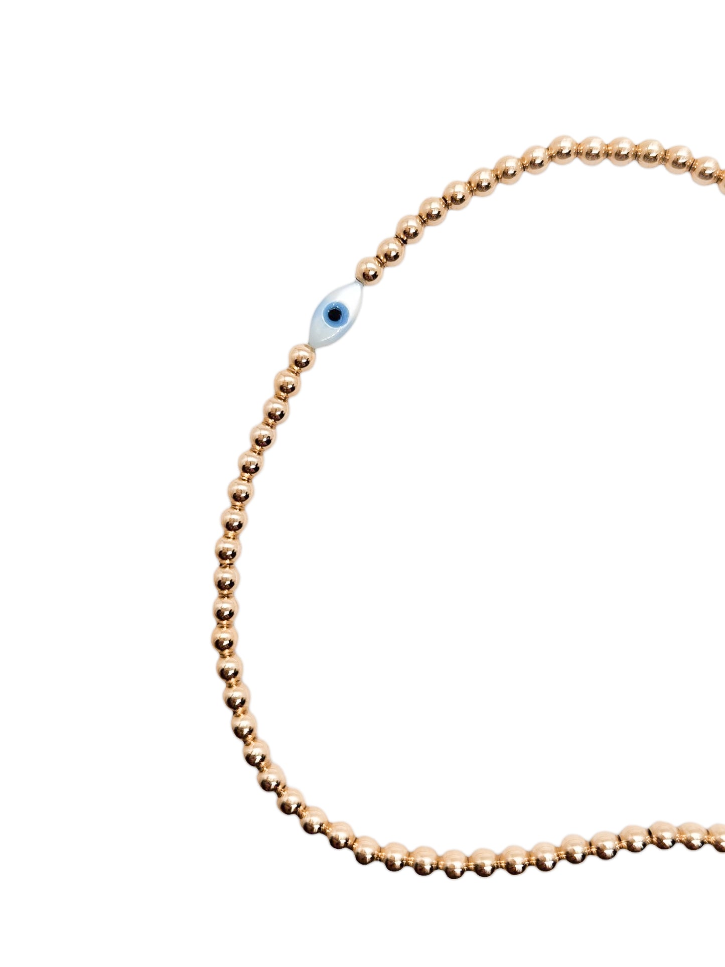 Pulsera ojito turco madre perla bola BIMETAL 3mm (PLATA Y ORO)