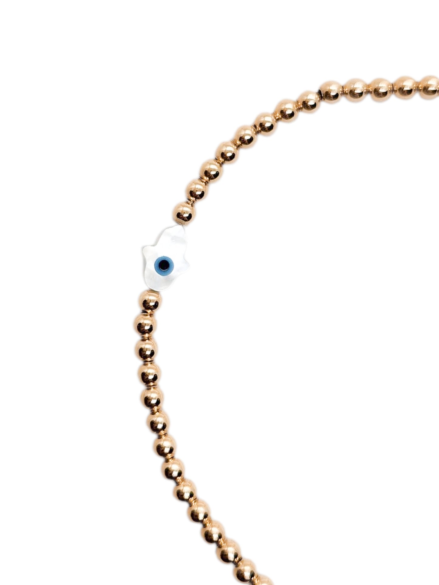 Pulsera ojito turco madre perla mano de Fatima bola BIMETAL 3mm (PLATA Y ORO)