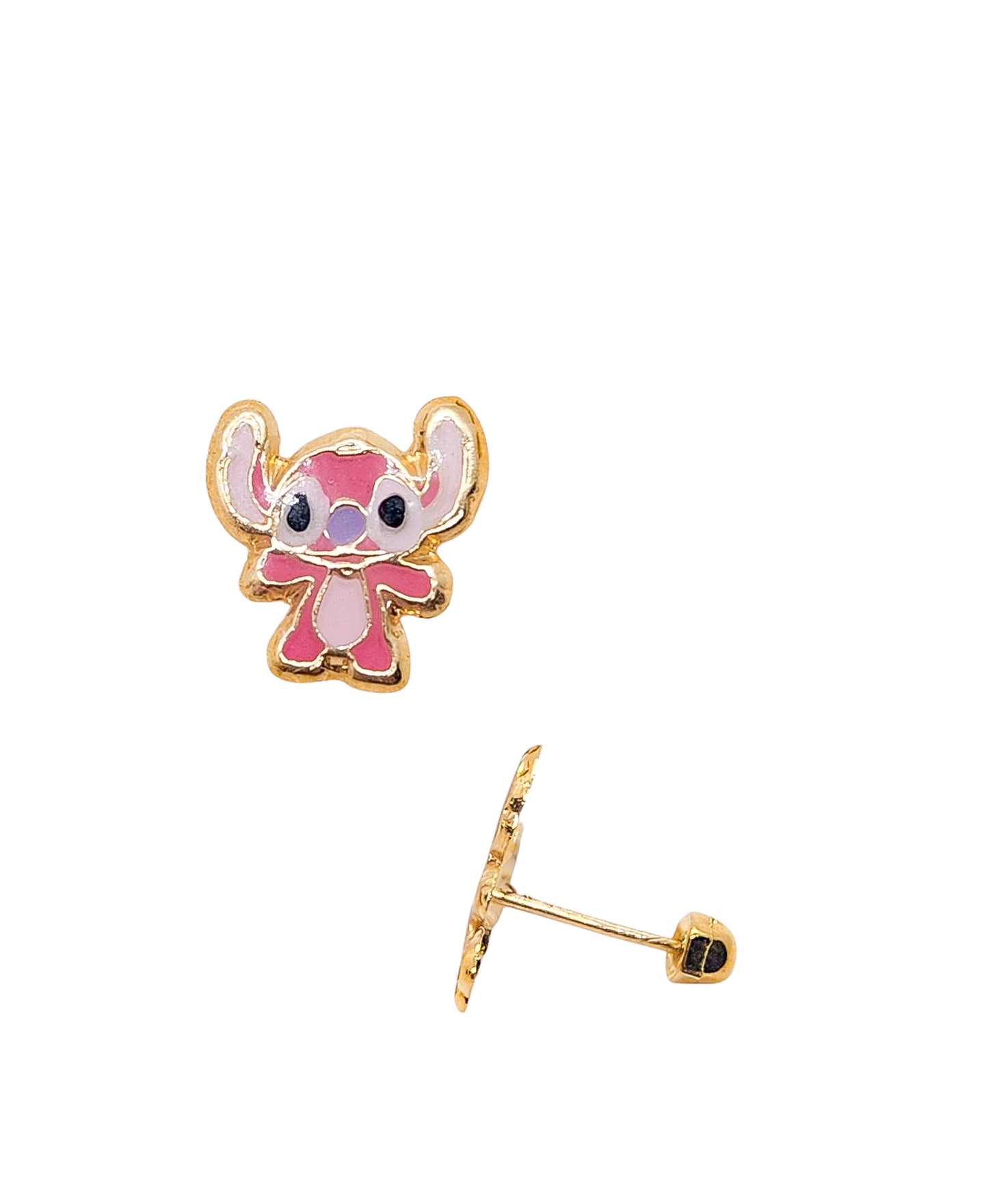 Par de Broquel Stich esmalte rosa oro 10k