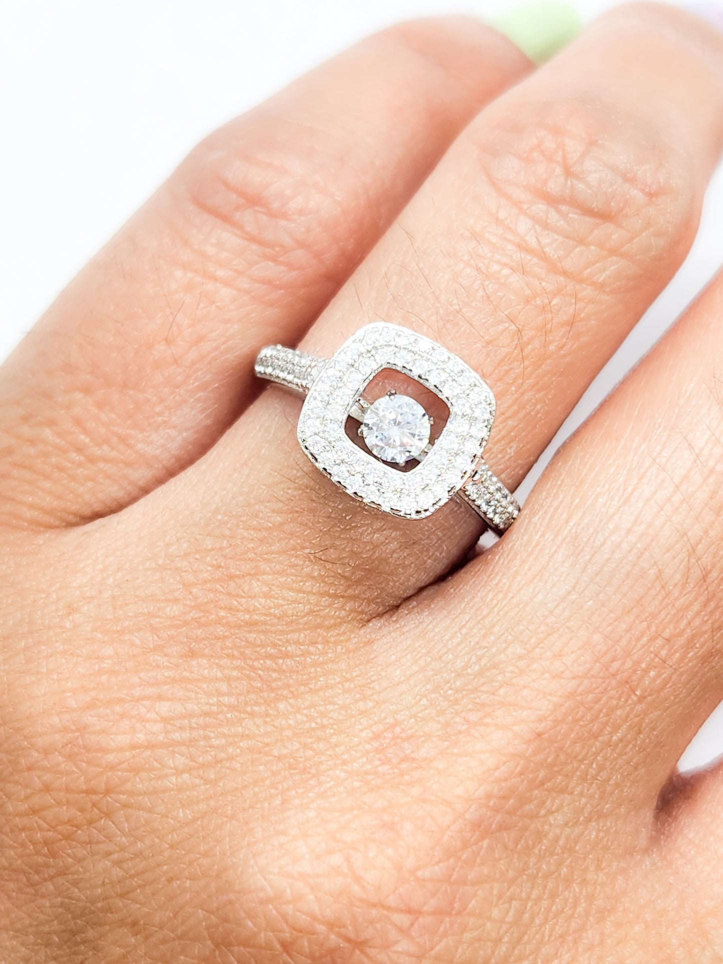 Solitario cuadrado giratorio plata 925 PREMIUM