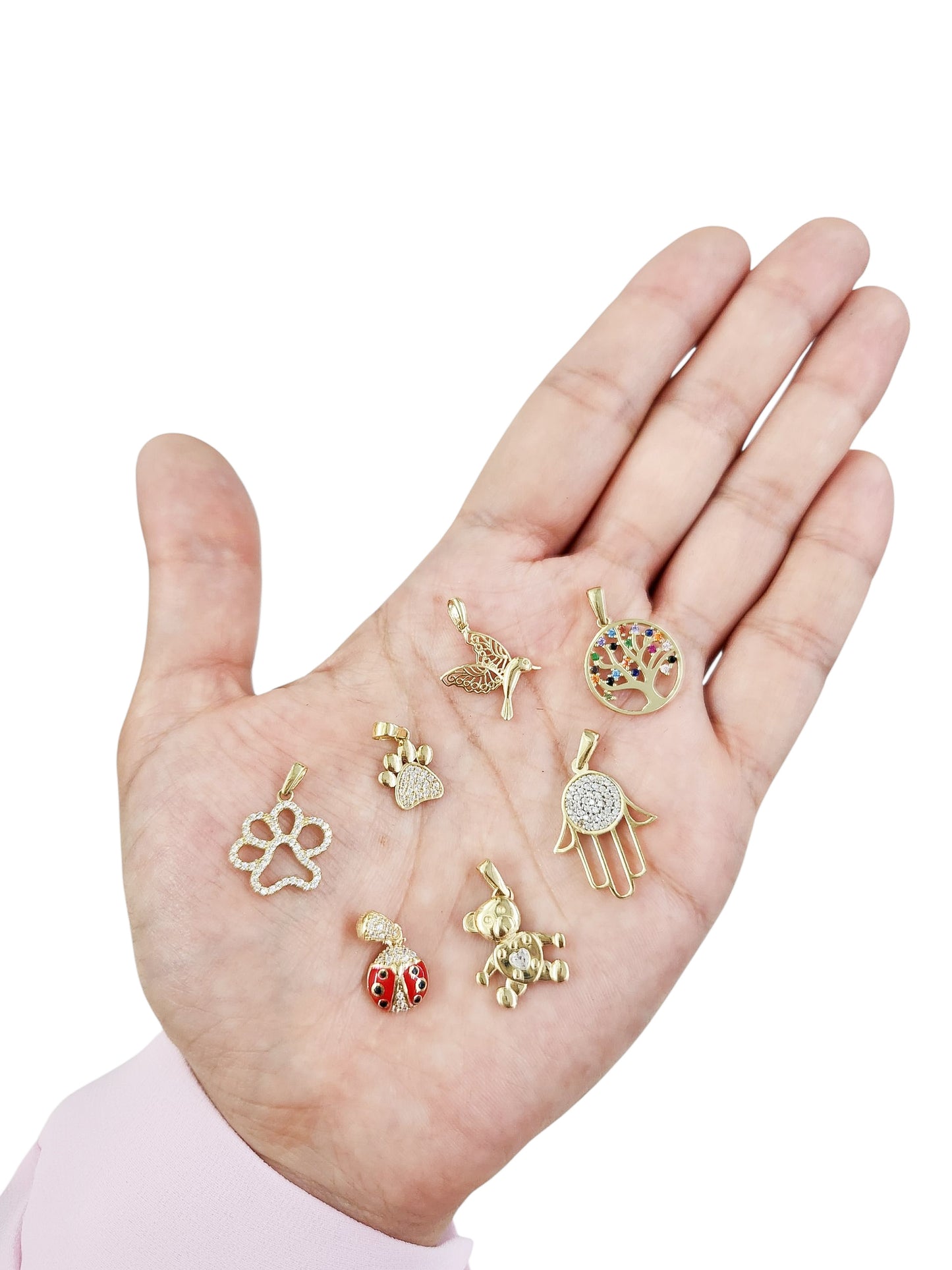 Dije huella con piedras silueta oro 10k