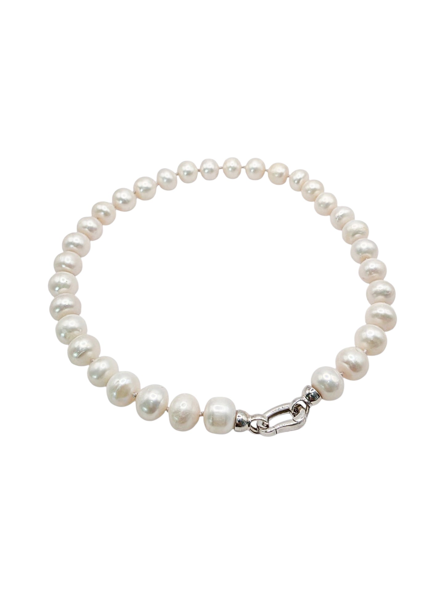Gargantilla perla natural 15mm y broche de plata 925