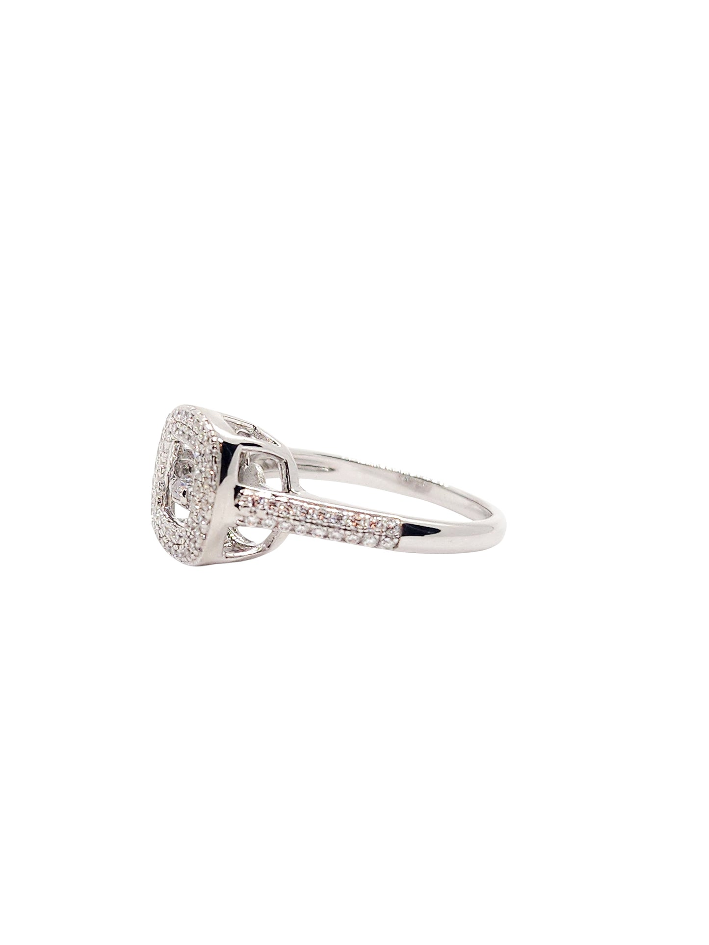 Solitario cuadrado giratorio plata 925 PREMIUM