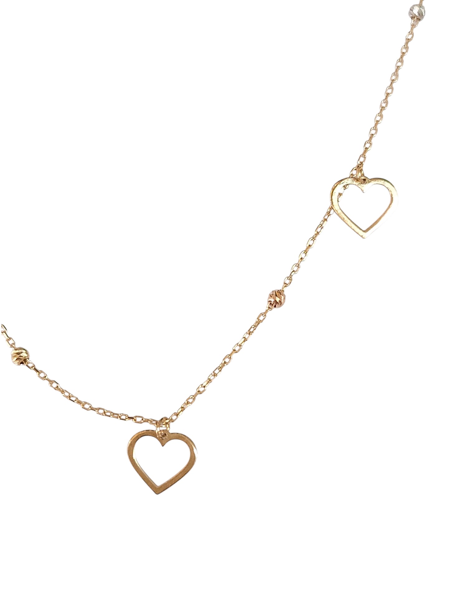 Pulsera corazones oro 10k