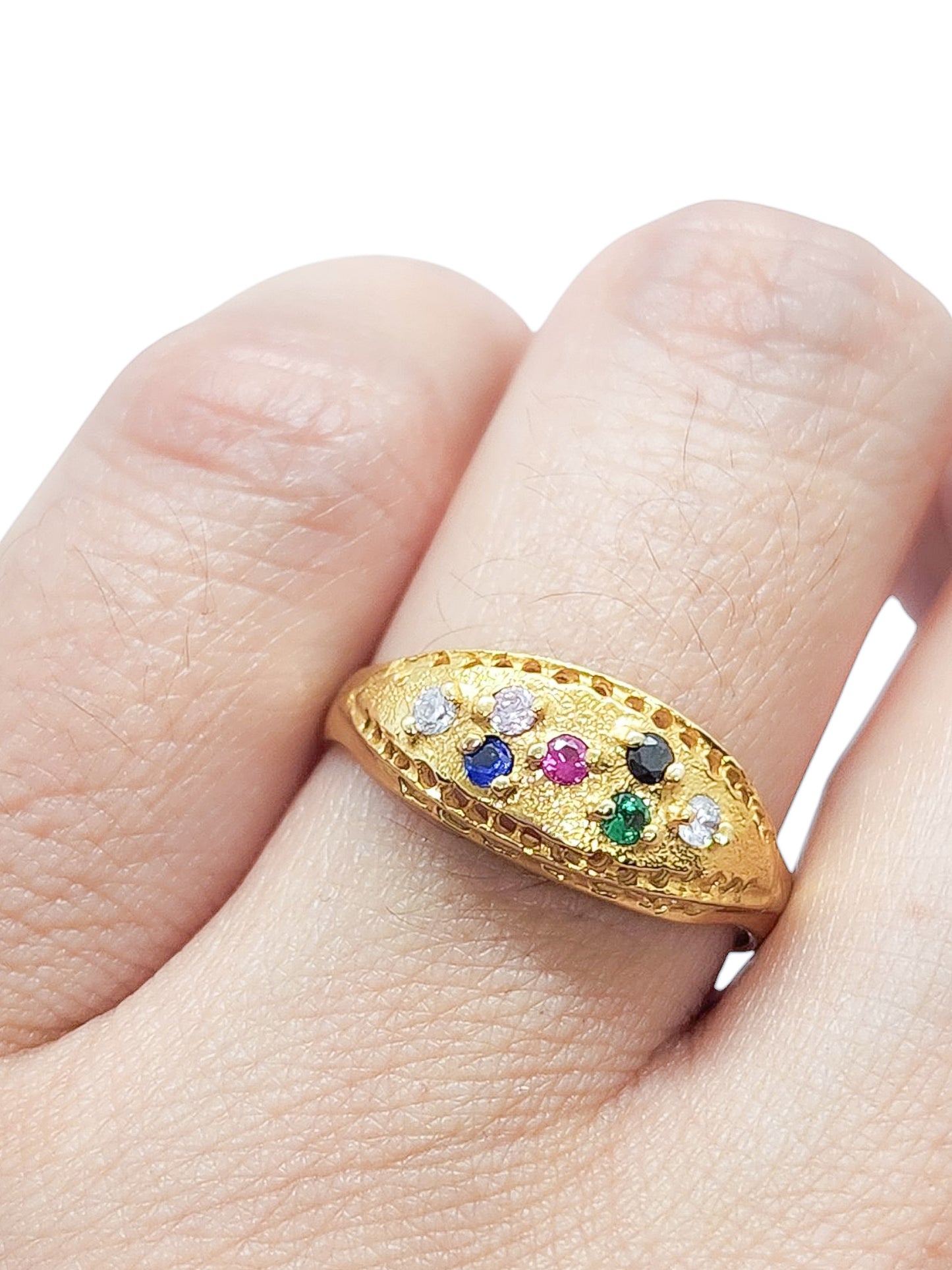 Anillo princesa rainbow vintage oro 10k