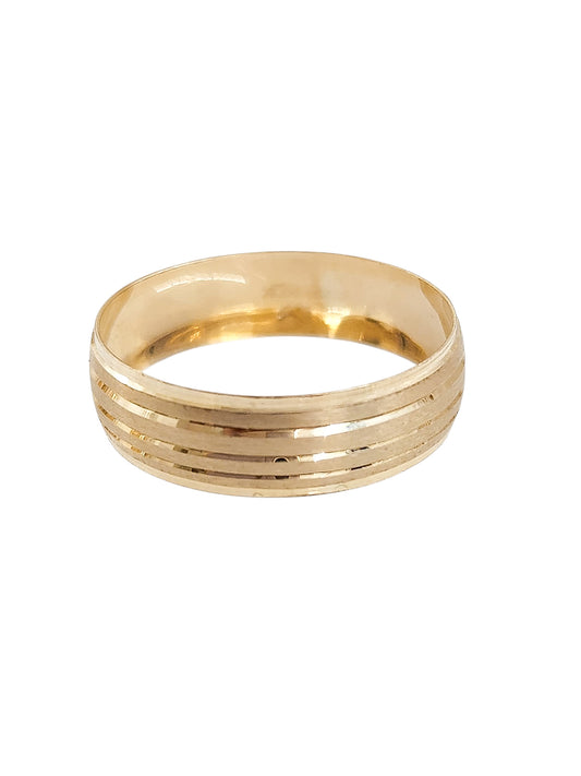 Anillo argolla ultraligera doble línea GRUESA 6mm oro 10k