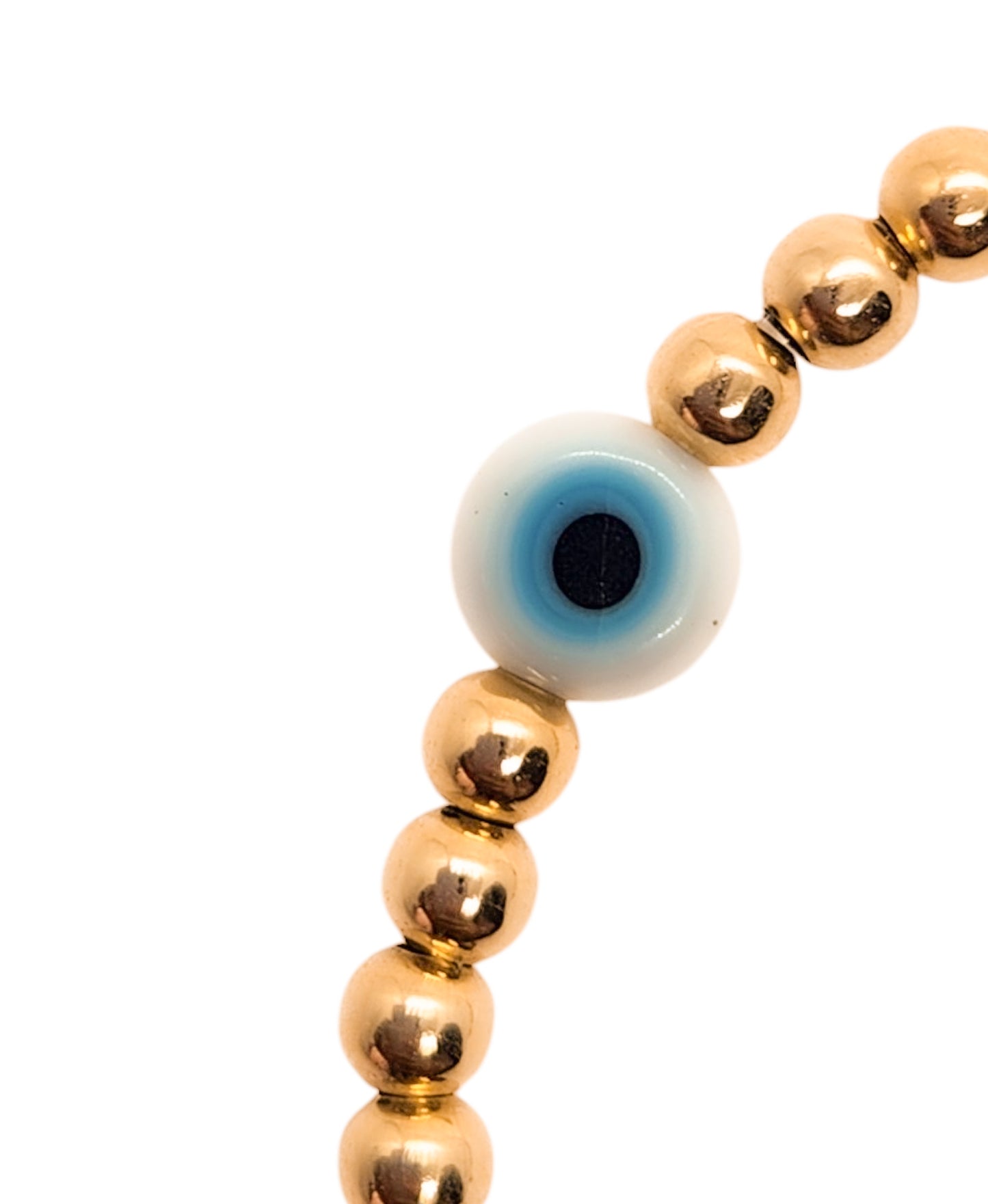 Pulsera ojo turco y bolitas BIMETAL (PLATA Y ORO)