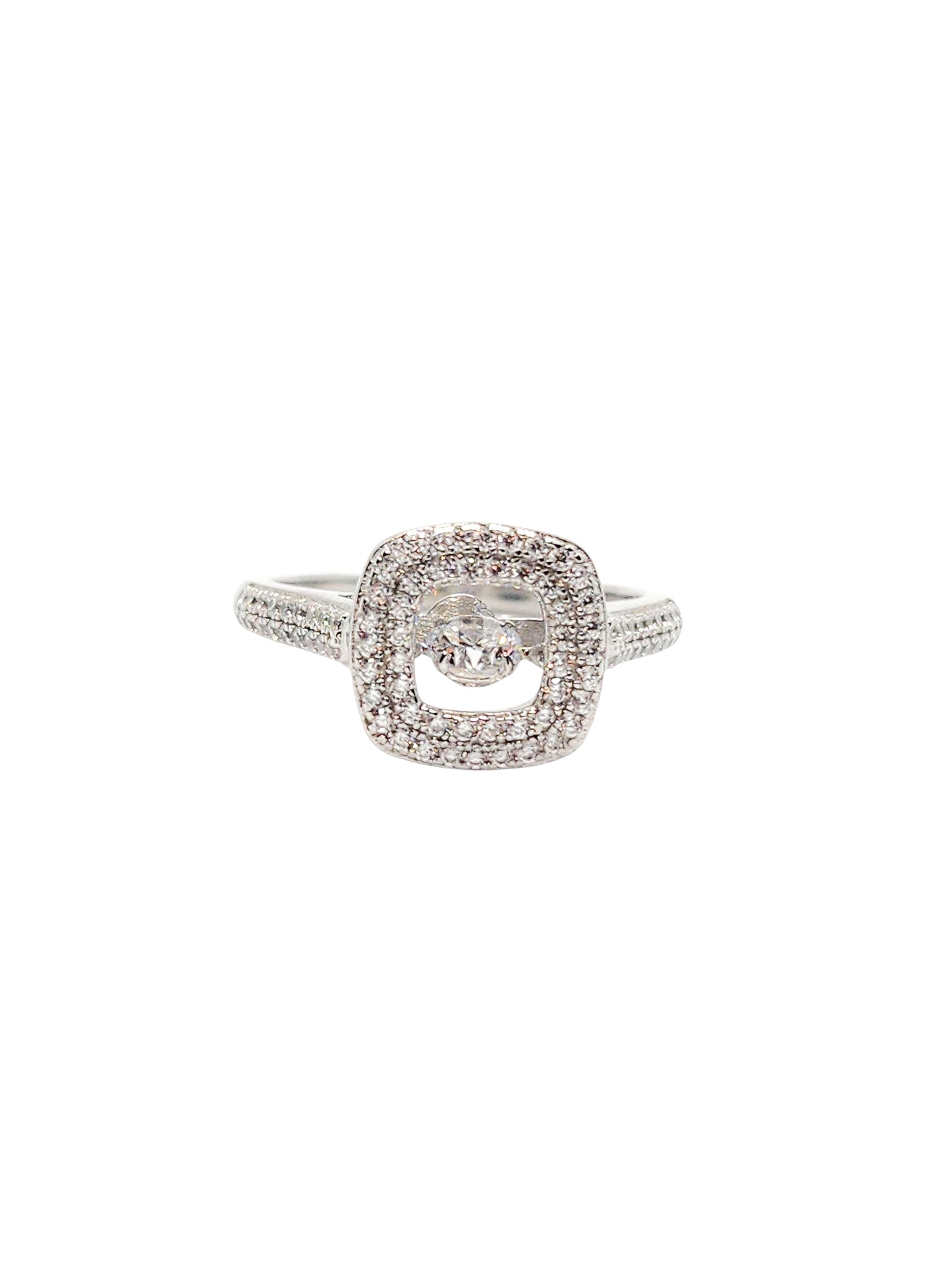 Solitario cuadrado giratorio plata 925 PREMIUM